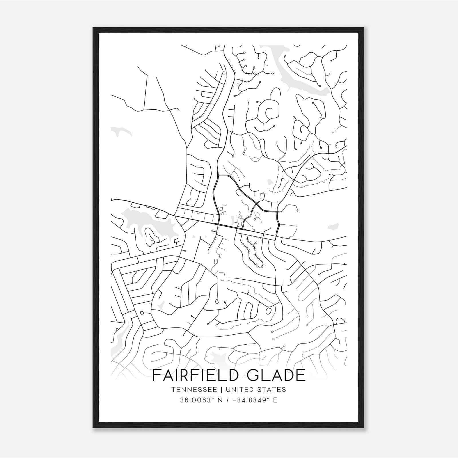 Fairfield Glade Tennessee Map Poster, Modern Home Decor Wall Art Print