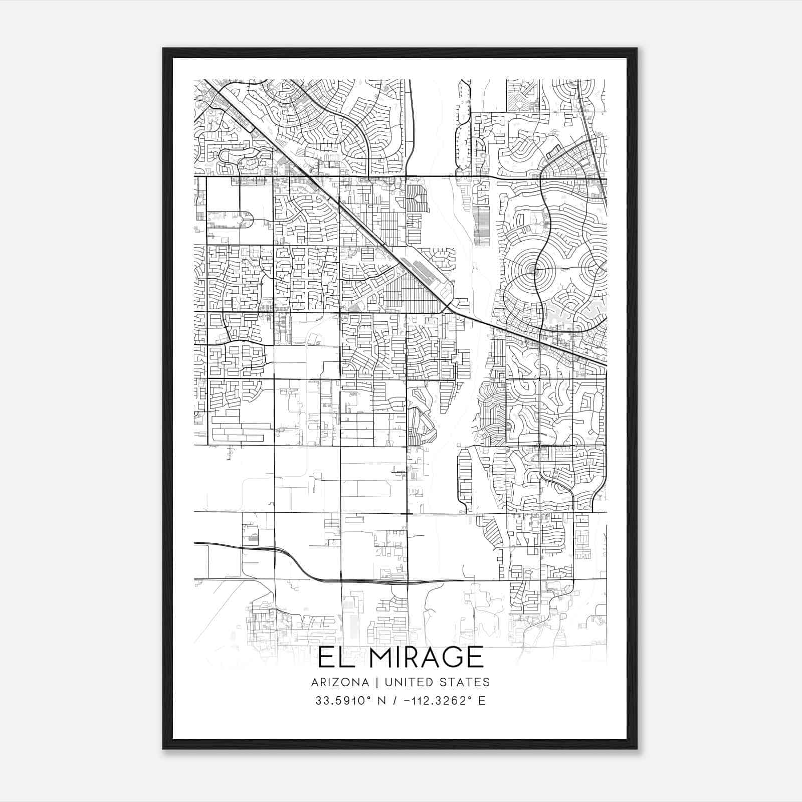El Mirage Arizona Map Poster, Modern Home Decor Wall Art Print
