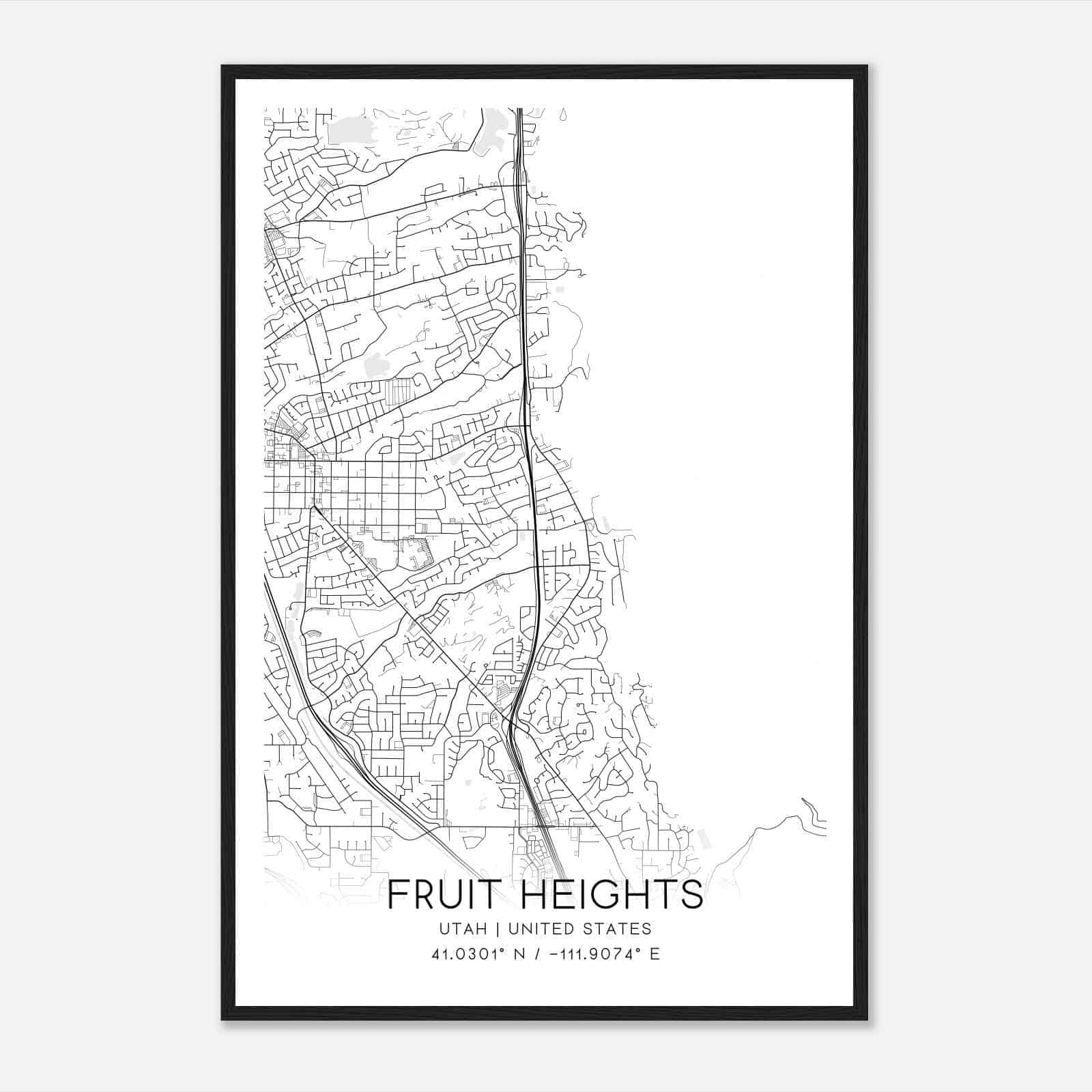 Fruit Heights Utah Map Poster, Modern Home Decor Wall Art Print
