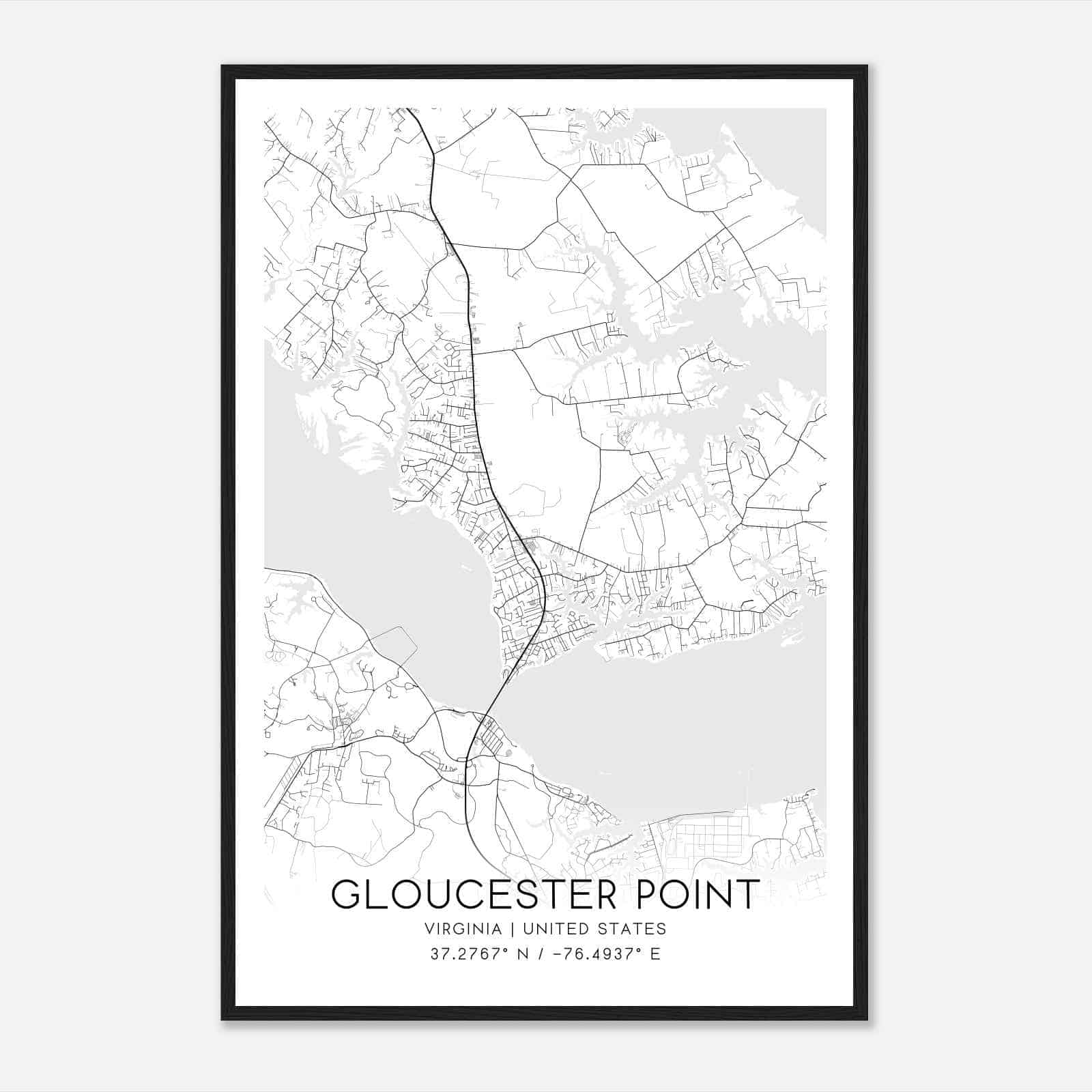 Gloucester Point Virginia Map Poster, Modern Home Decor Wall Art Print