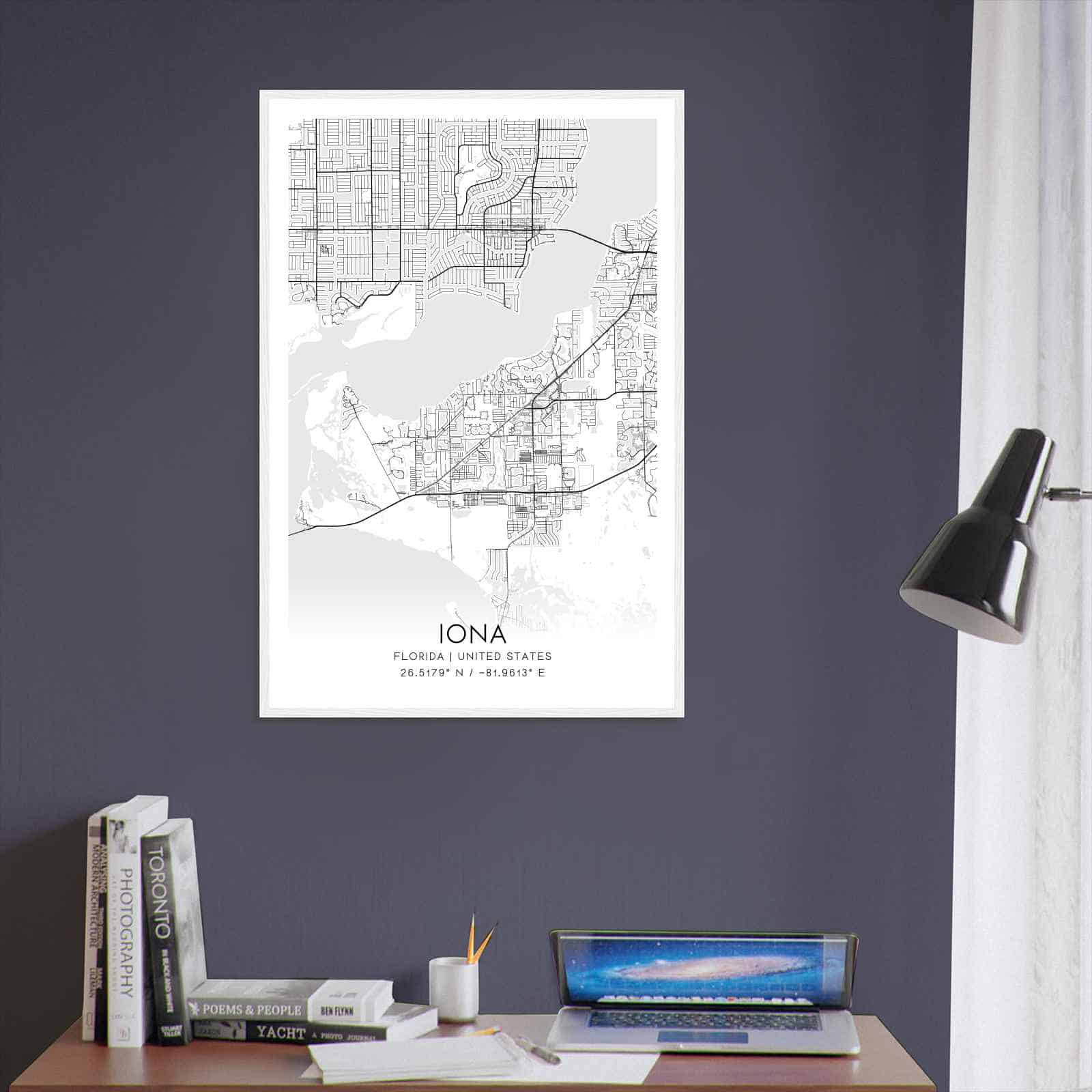 Iona Florida Map Poster Modern - 29cd0aa2b538d74fd2016577e61fac52 