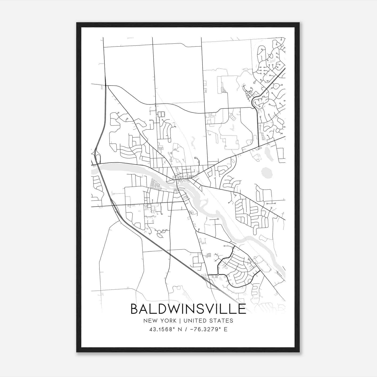 Baldwinsville New York Map Poster, Modern Home Decor Wall Art Print