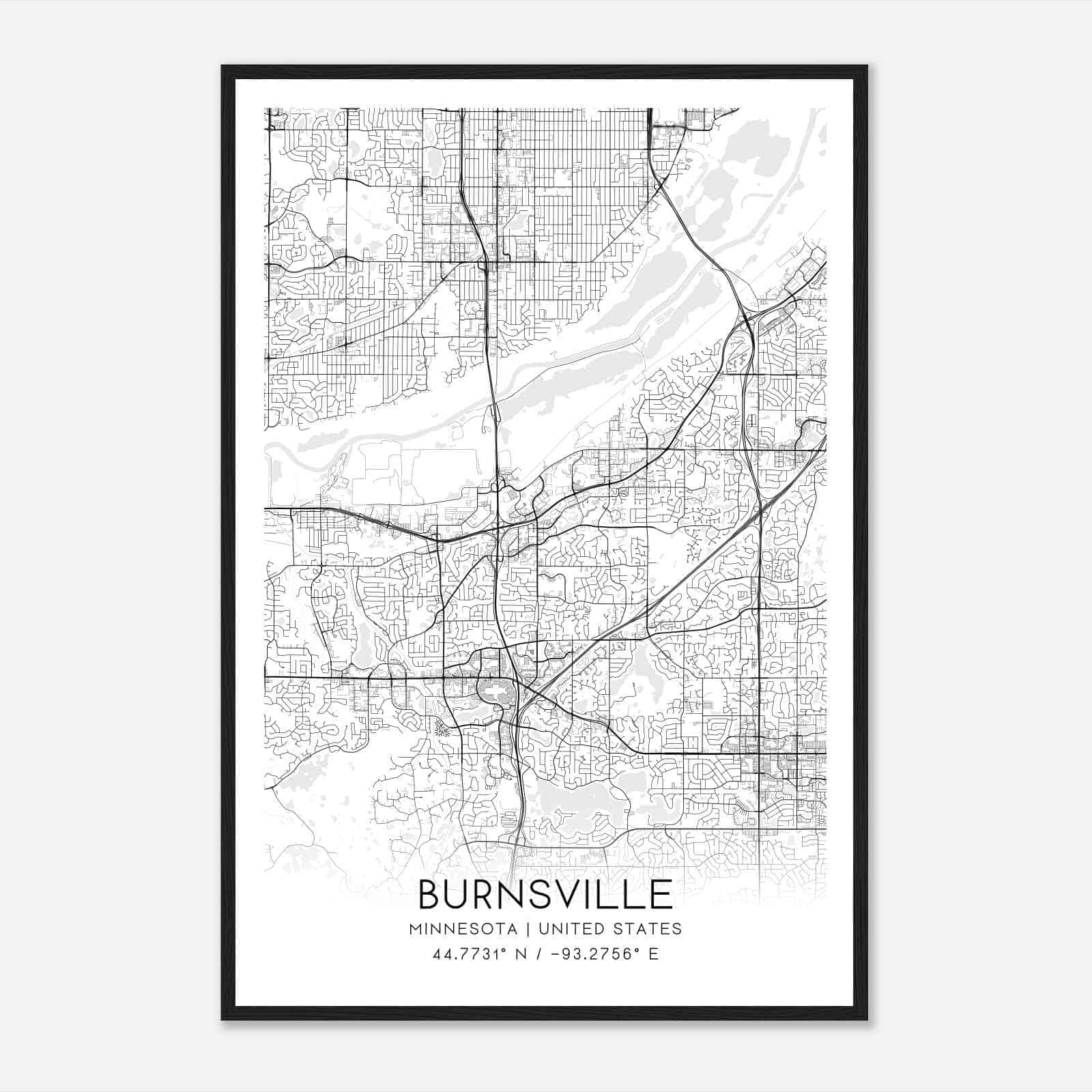 Burnsville Minnesota Map Poster, Modern Home Decor Wall Art Print