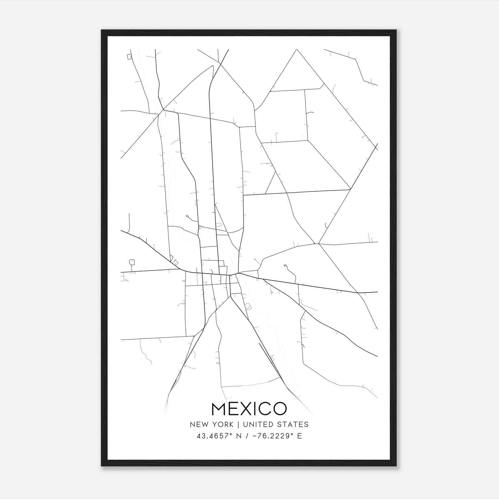 Mexico New York Map Poster, Modern Home Decor Wall Art Print