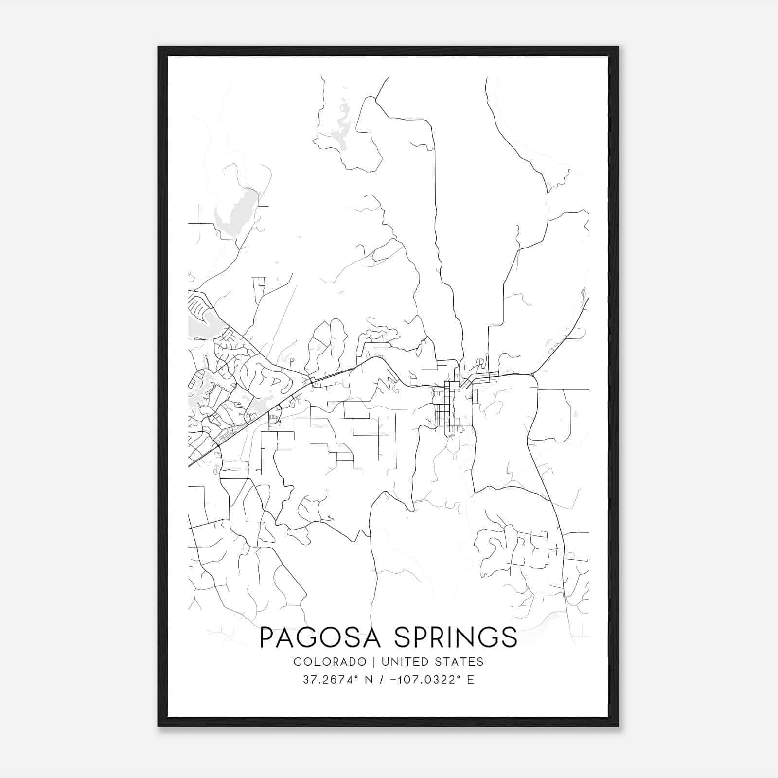 Pagosa Springs Colorado Map Poster, Modern Home Decor Wall Art Print