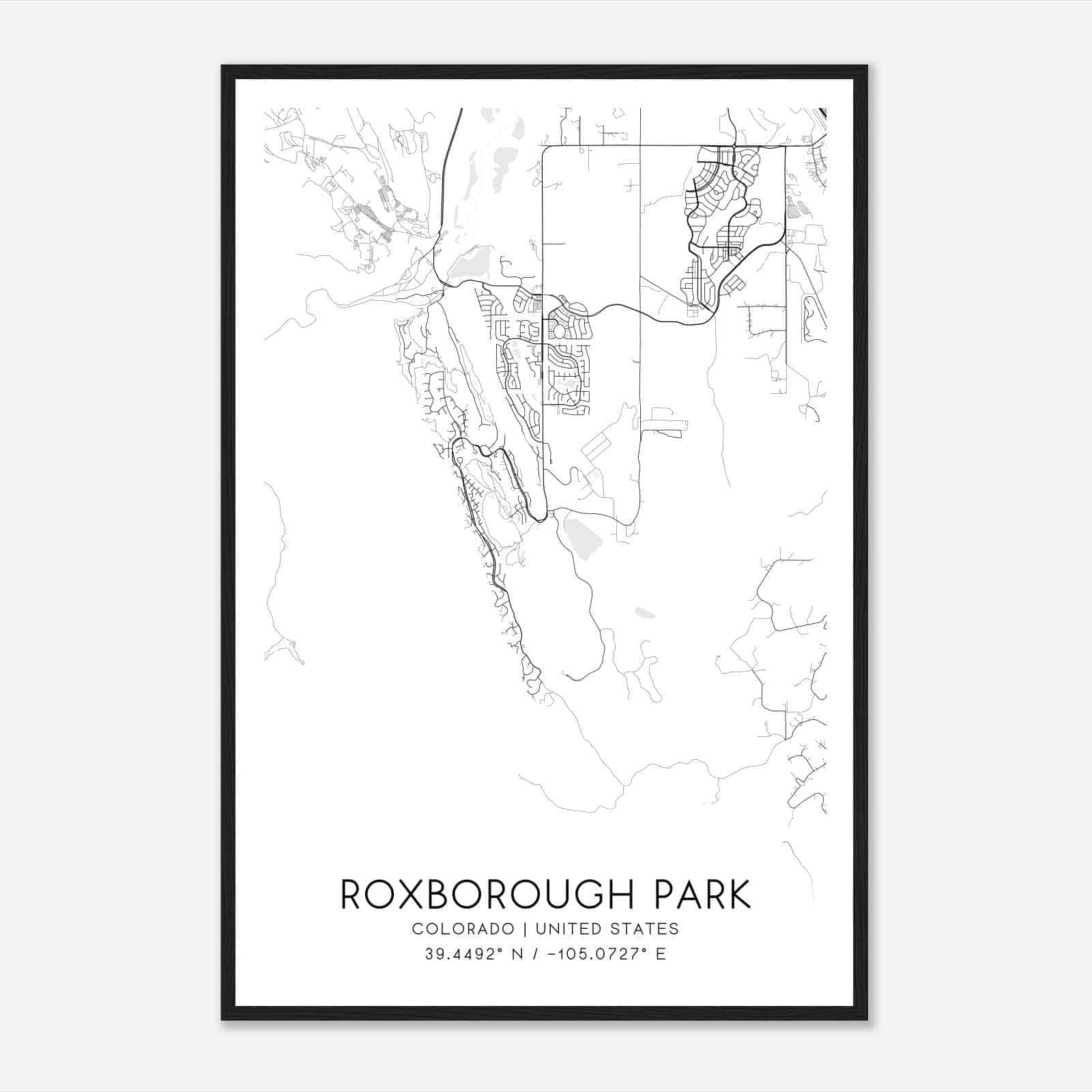 Roxborough Park Colorado Map Poster, Modern Home Decor Wall Art Print