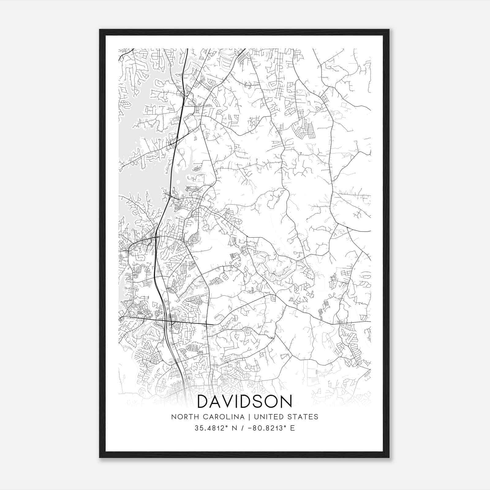 Davidson North Carolina Map Poster, Modern Home Decor Wall Art Print