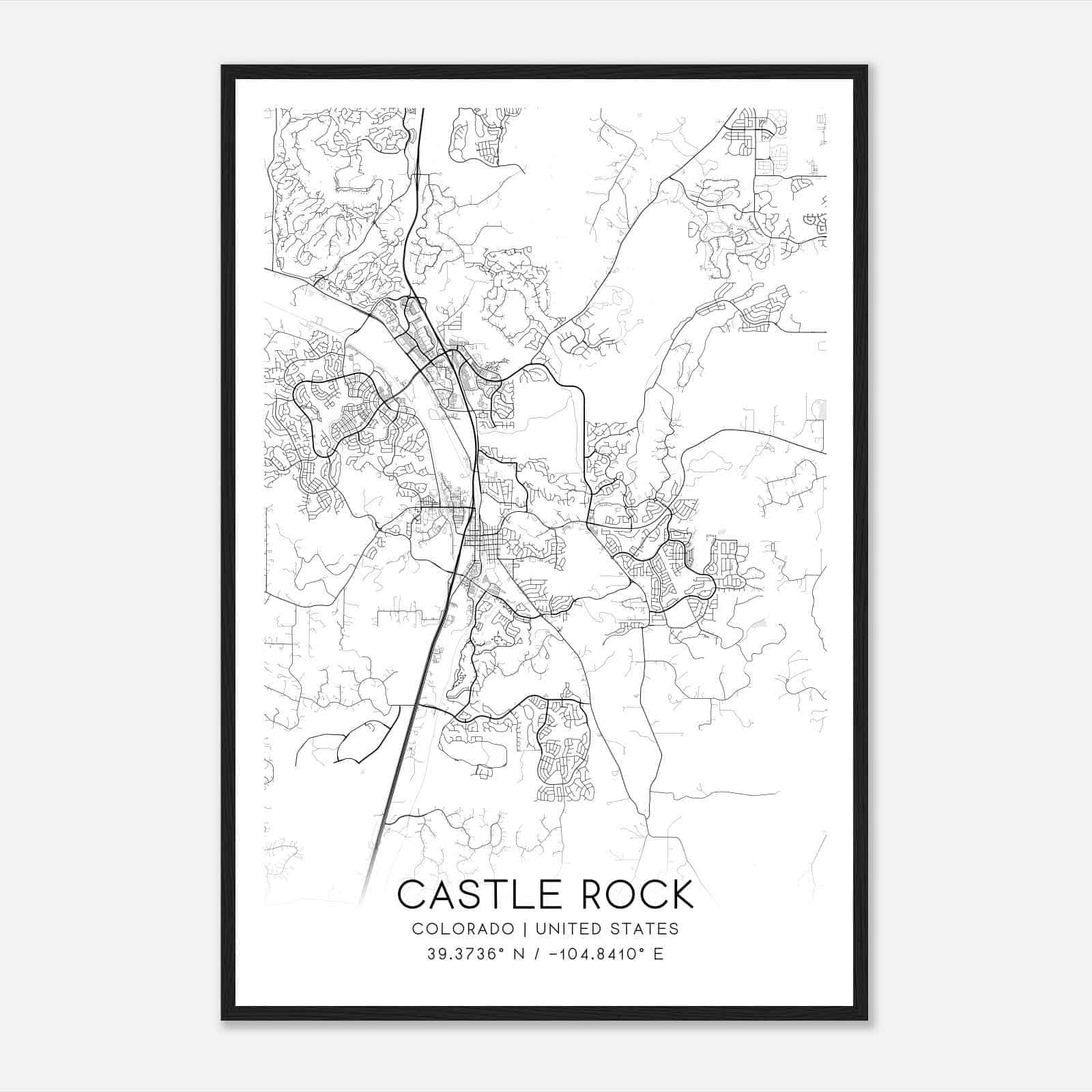 Castle Rock Colorado Map Poster, Modern Home Decor Wall Art Print