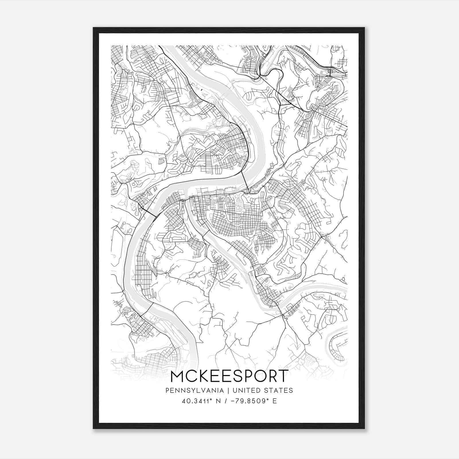 McKeesport Pennsylvania Map Poster, Modern Home Decor Wall Art Print McKeesport Pennsylvania Map Poster, Modern Home Decor Wall Art Print