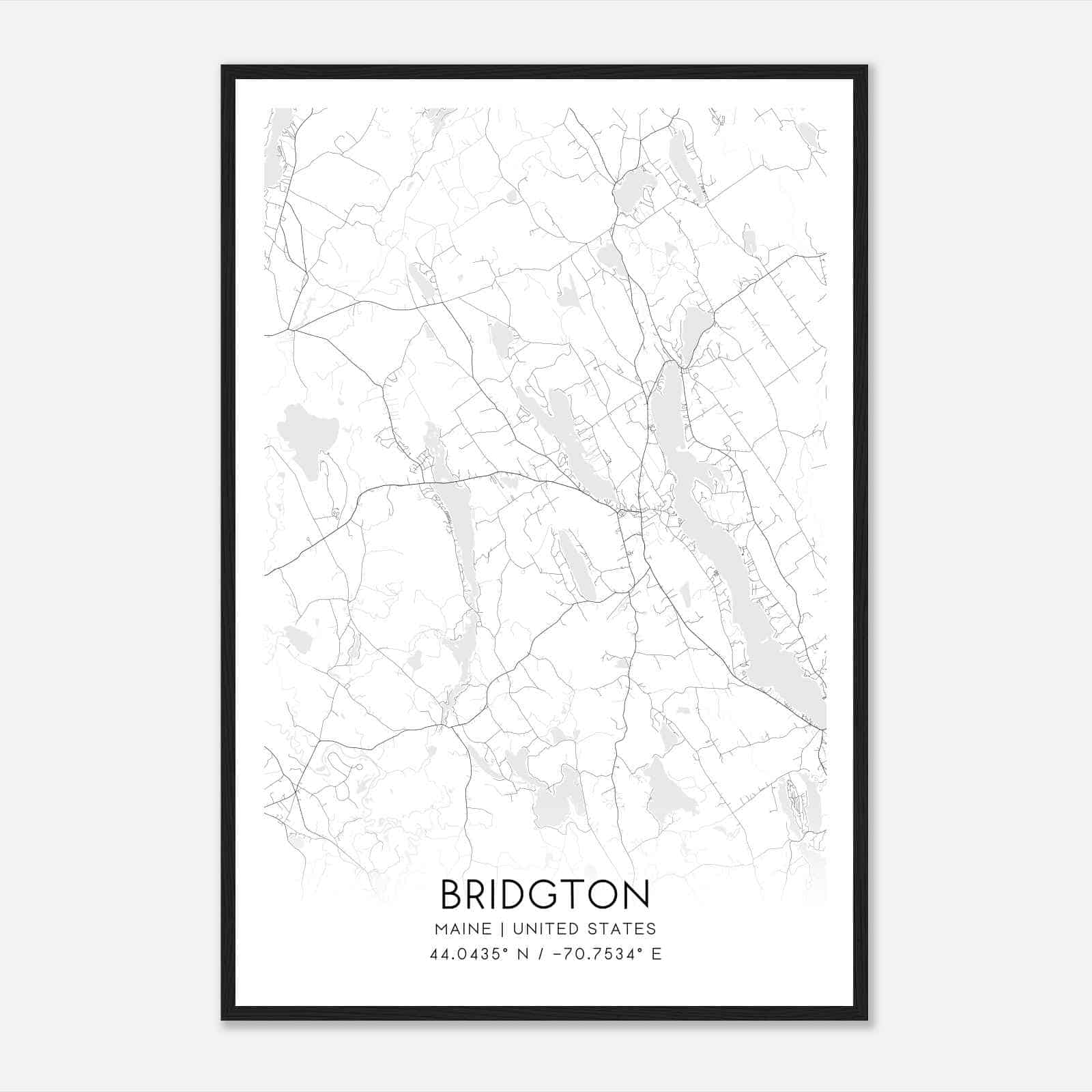 Bridgton Maine Map Poster, Modern Home Decor Wall Art Print