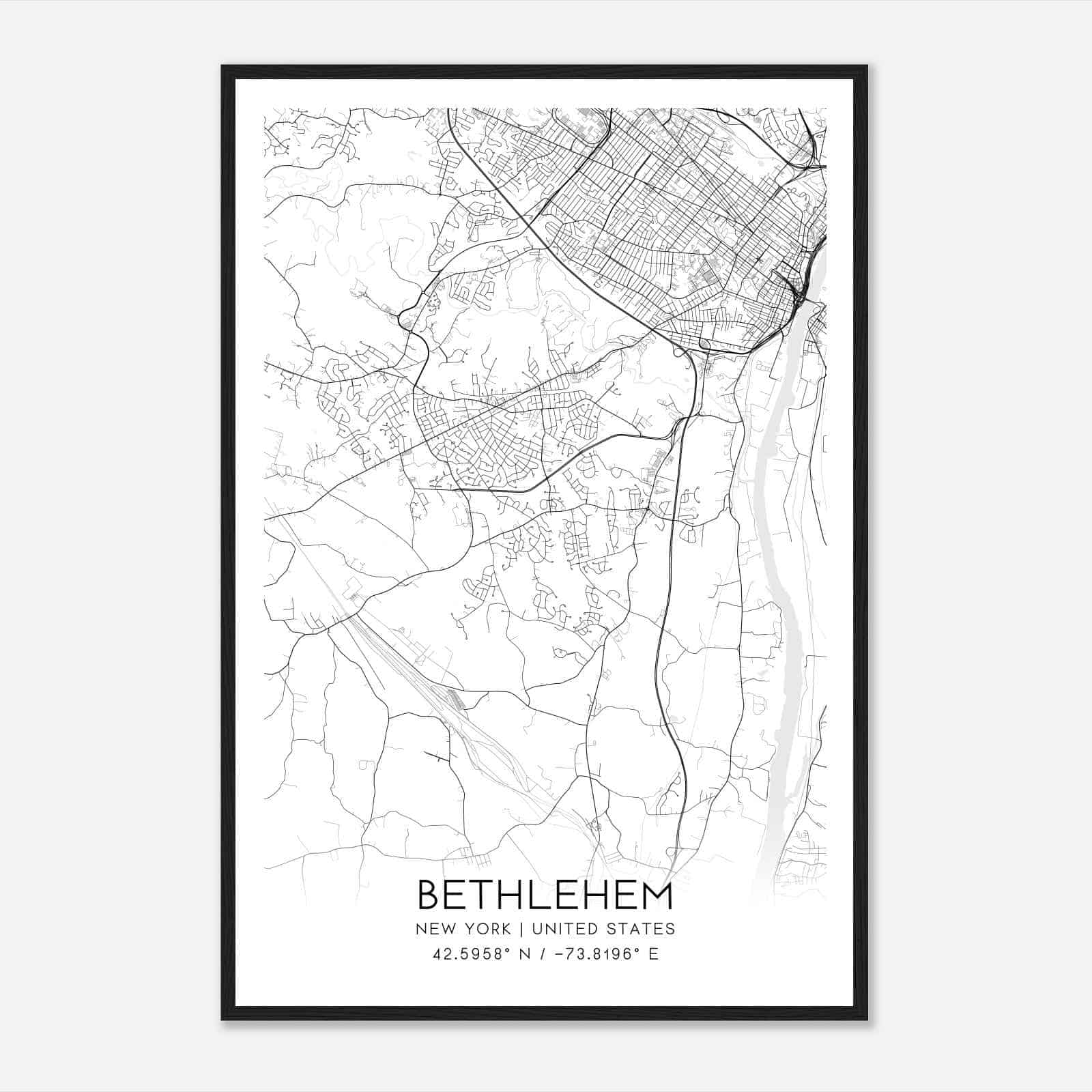 Bethlehem New York Map Poster, Modern Home Decor Wall Art Print
