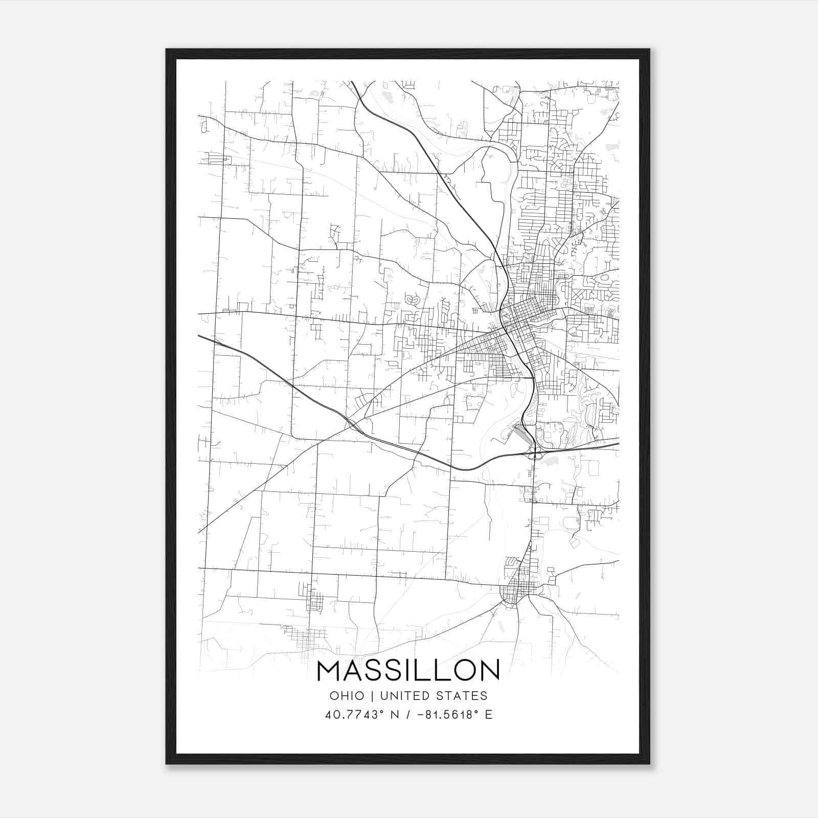 Massillon Ohio Map Poster, Modern Home Decor Wall Art Print Massillon Ohio Map Poster, Modern Home Decor Wall Art Print