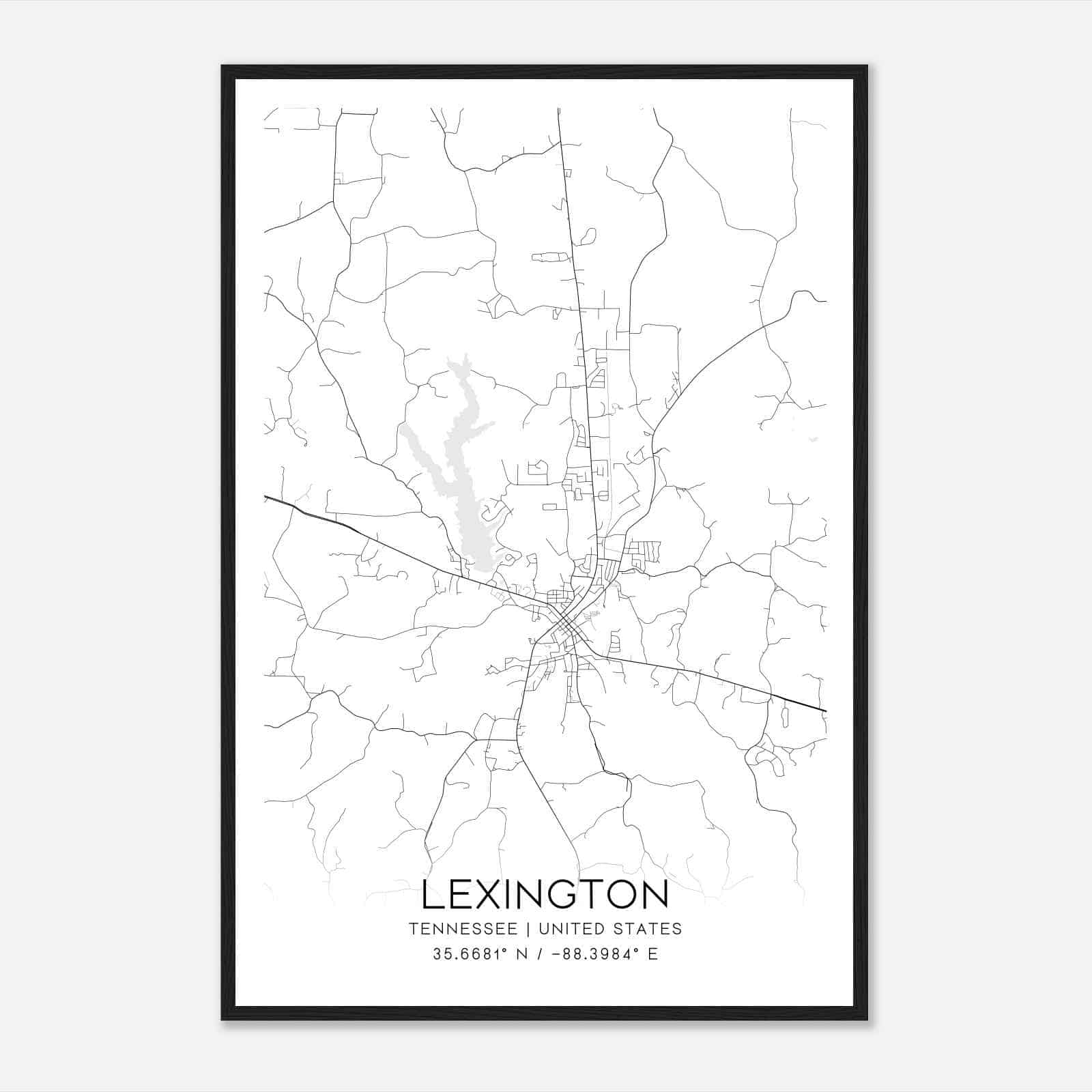 Lexington Tennessee Map Poster, Modern Home Decor Wall Art Print