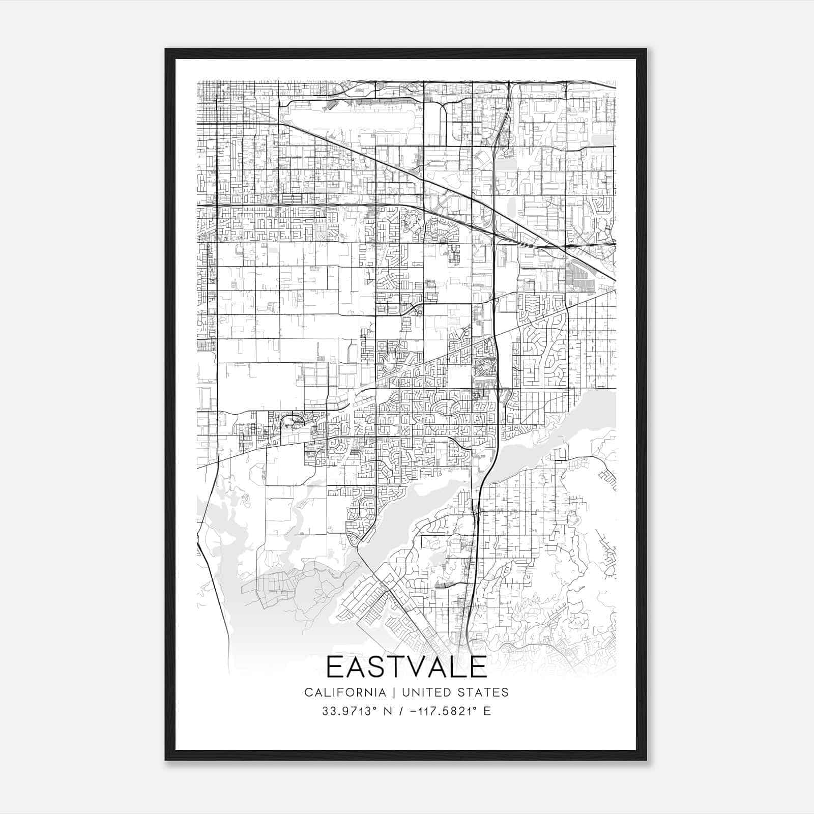 Eastvale California Map Poster, Modern Home Decor Wall Art Print