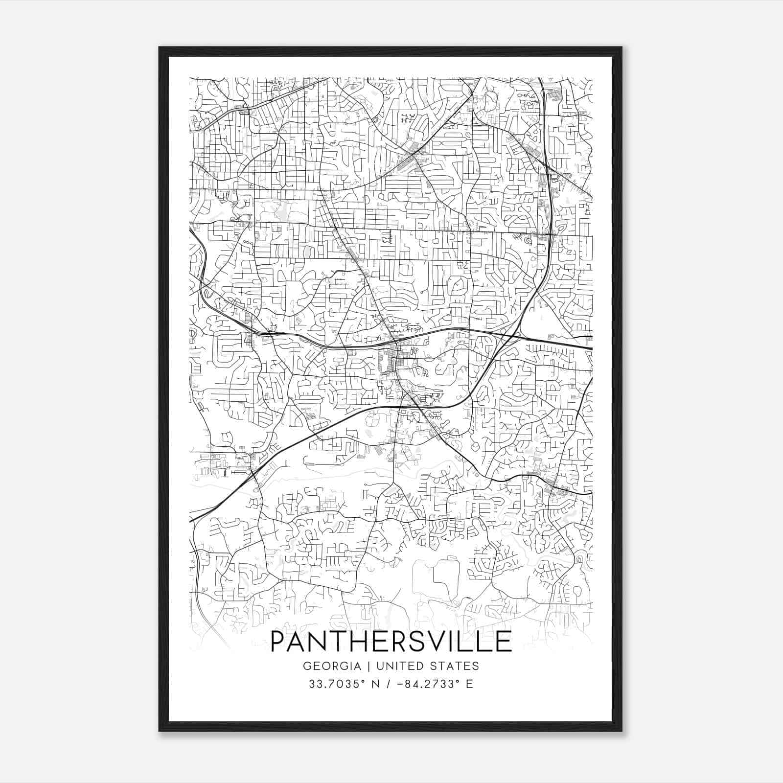 Panthersville Georgia Map Poster, Modern Home Decor Wall Art Print Panthersville Georgia Map Poster, Modern Home Decor Wall Art Print