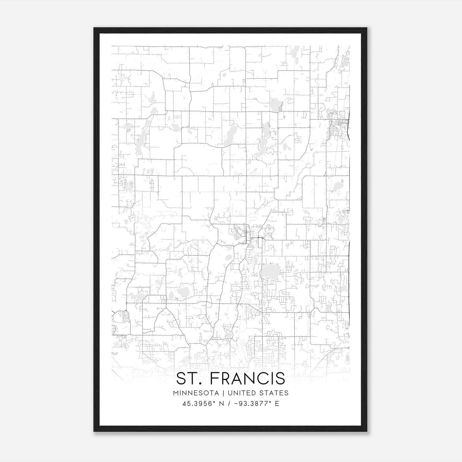 St. Francis Minnesota Map Poster, Modern Home Decor Wall Art Print