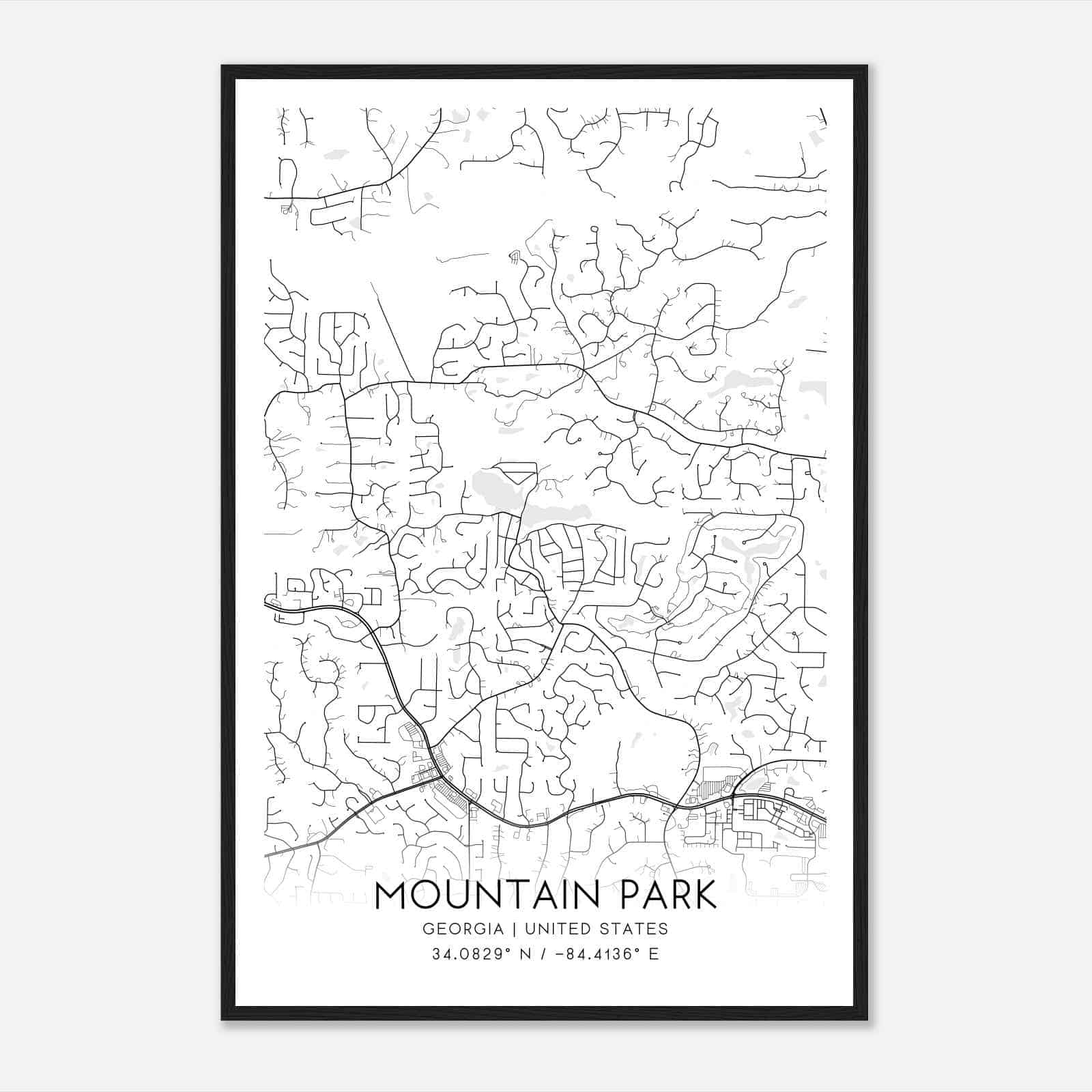 Mountain Park Georgia Map Poster, Modern Home Decor Wall Art Print Mountain Park Georgia Map Poster, Modern Home Decor Wall Art Print