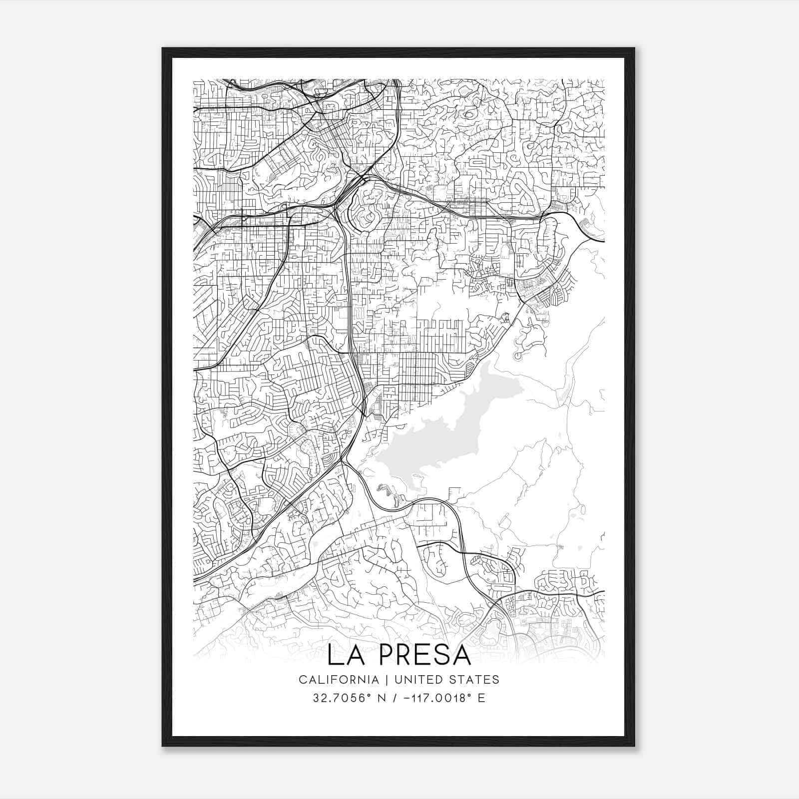 La Presa California Map Poster, Modern Home Decor Wall Art Print La Presa California Map Poster, Modern Home Decor Wall Art Print