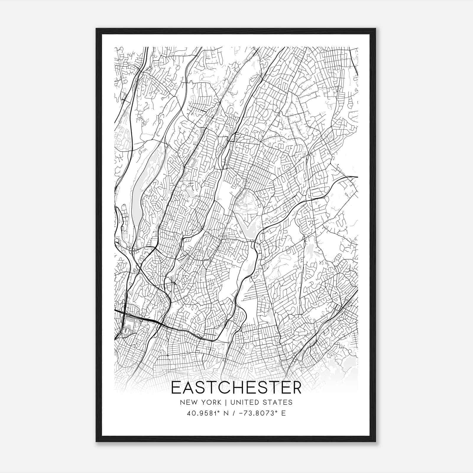 Eastchester New York Map Poster, Modern Home Decor Wall Art Print