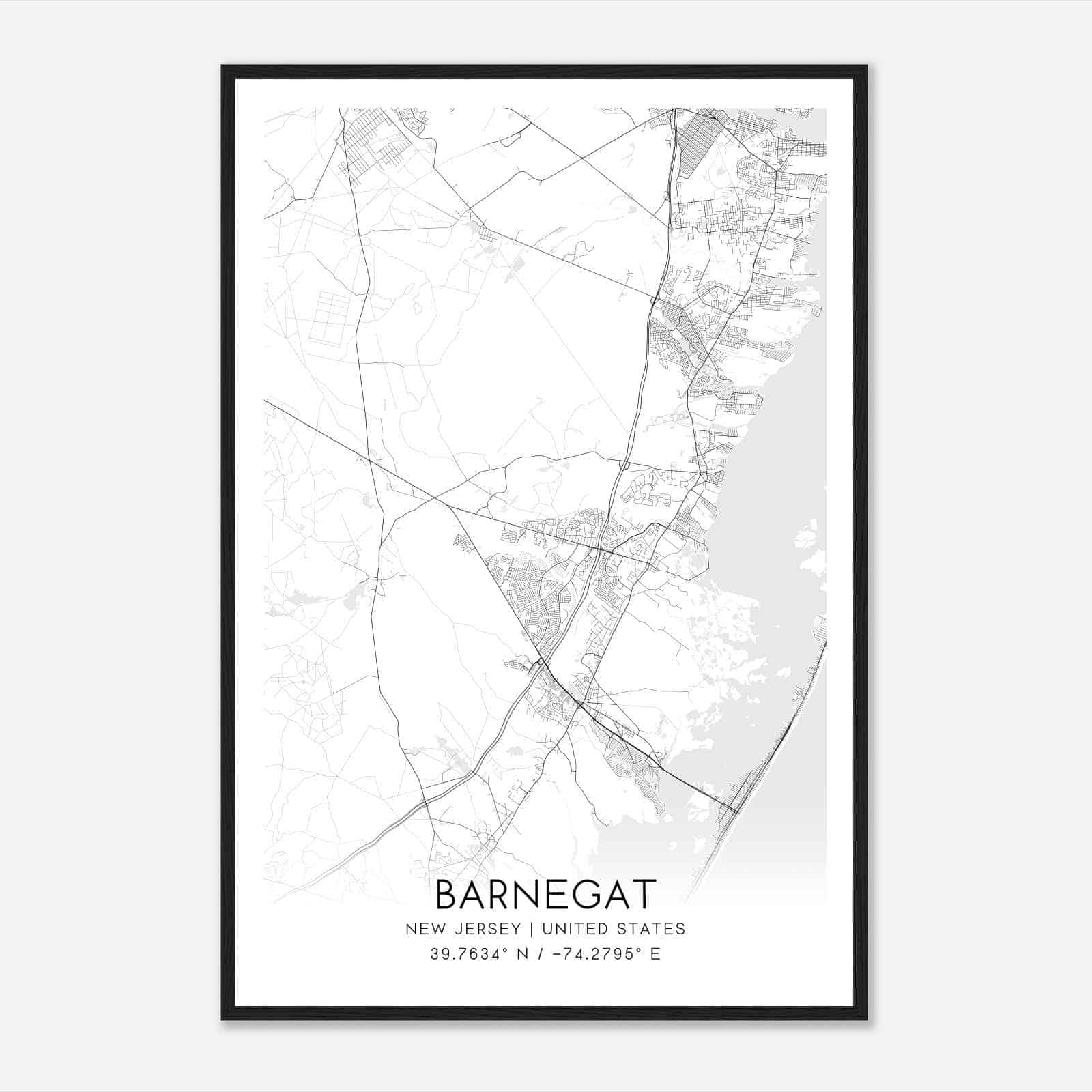 Barnegat New Jersey Map Poster, Modern Home Decor Wall Art Print