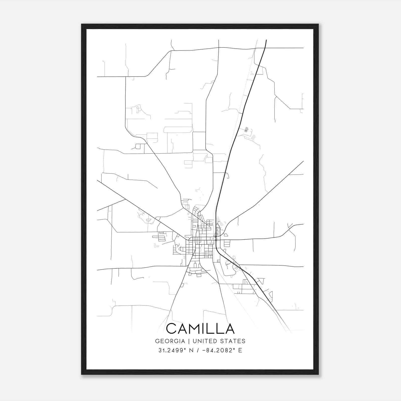 Camilla Georgia Map Poster, Modern Home Decor Wall Art Print