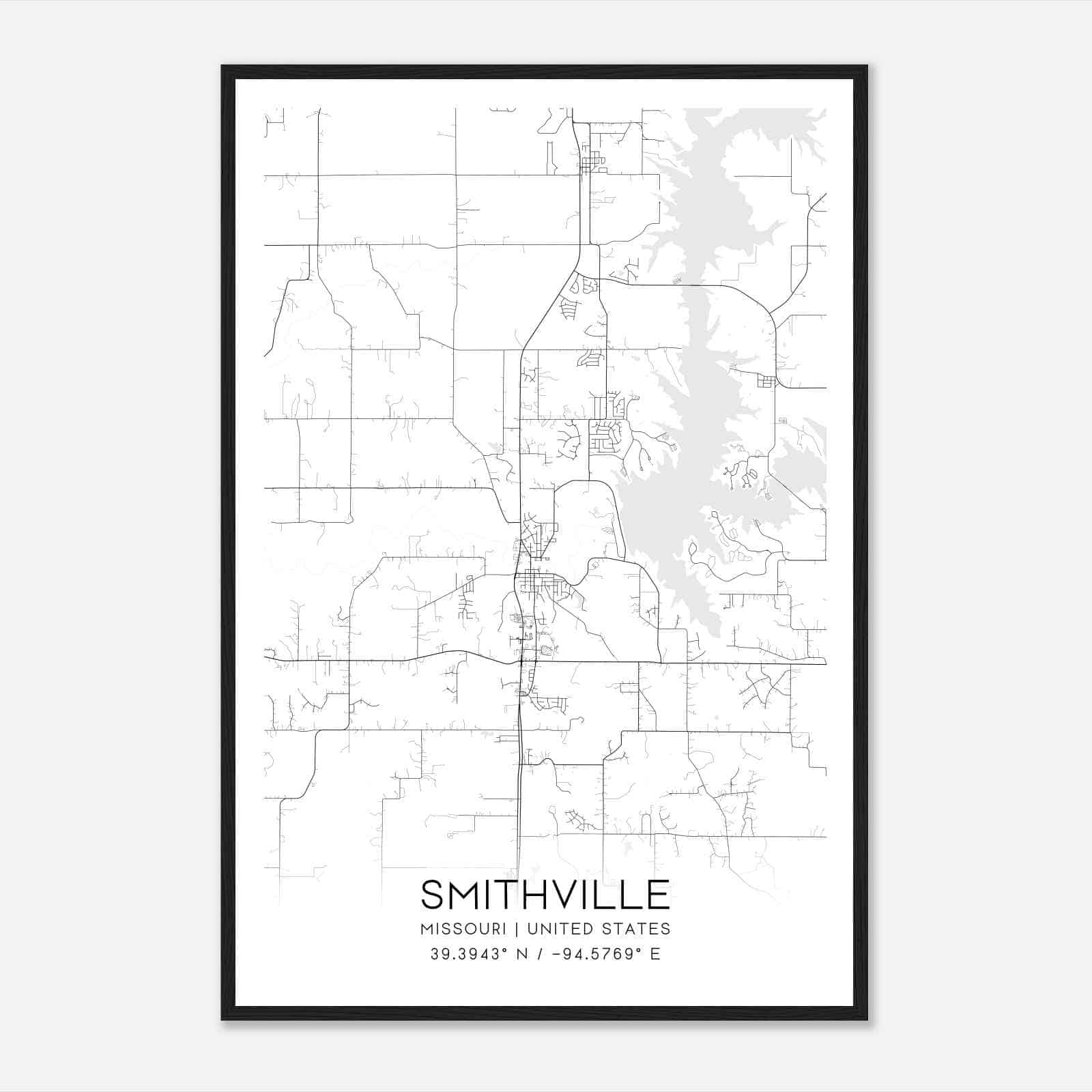 Smithville Missouri Map Poster, Modern Home Decor Wall Art Print