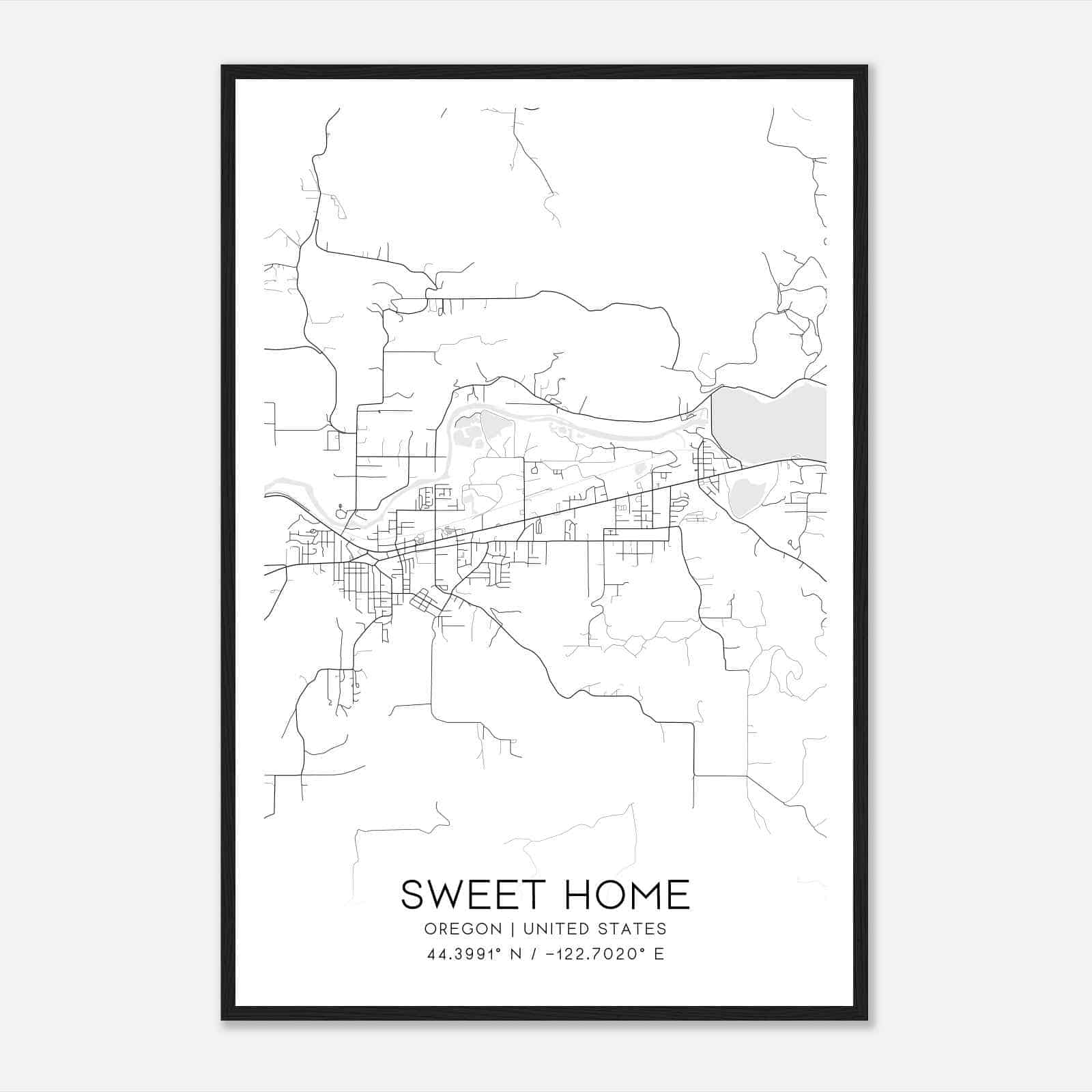 Sweet Home Oregon Map Poster, Modern Home Decor Wall Art Print