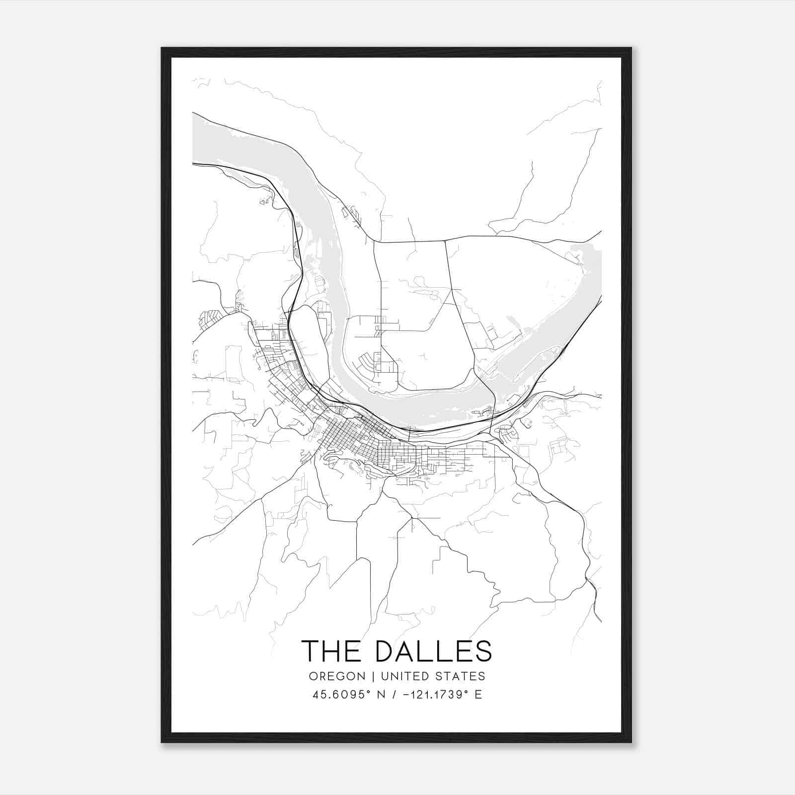 The Dalles Oregon Map Poster, Modern Home Decor Wall Art Print