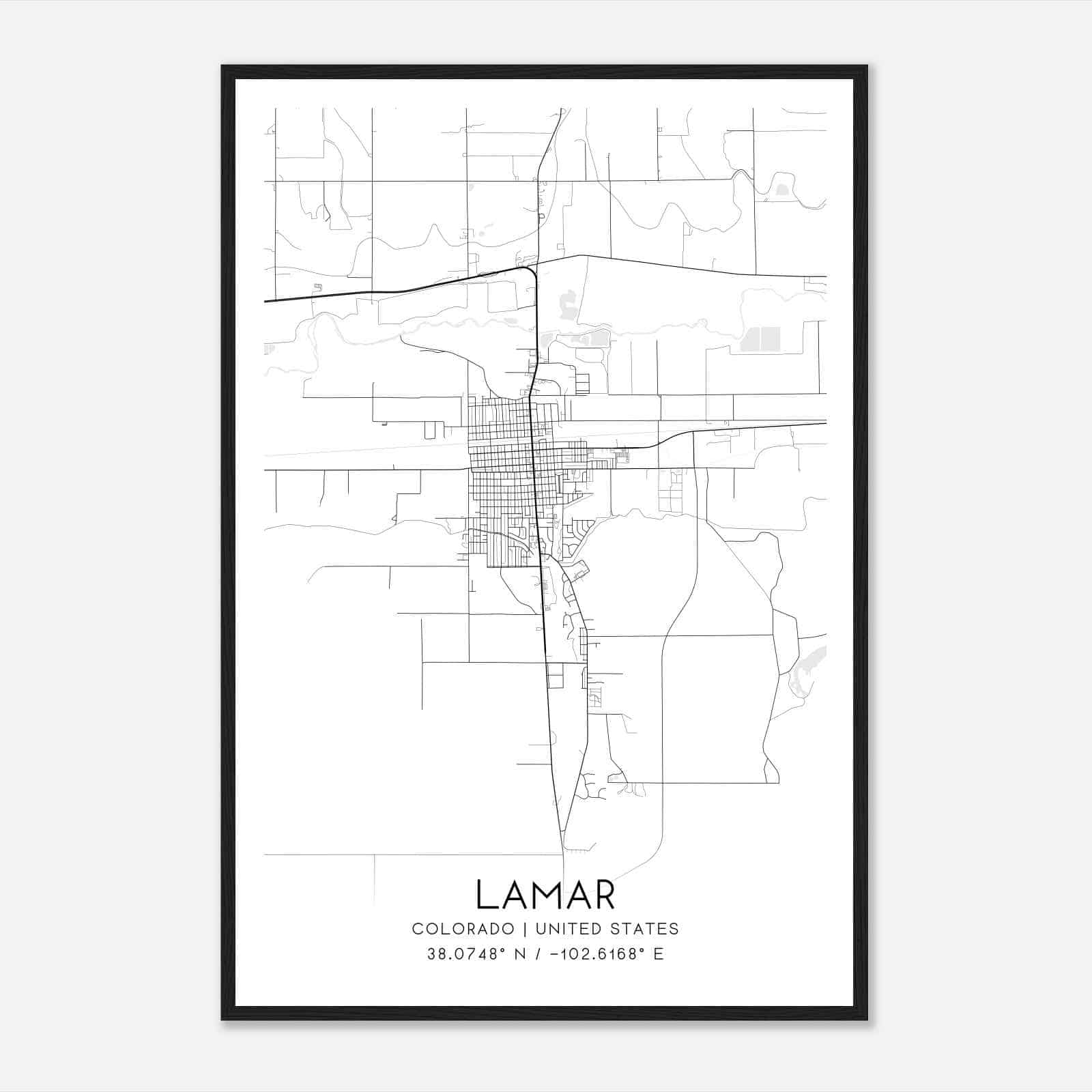 Lamar Colorado Map Poster, Modern Home Decor Wall Art Print