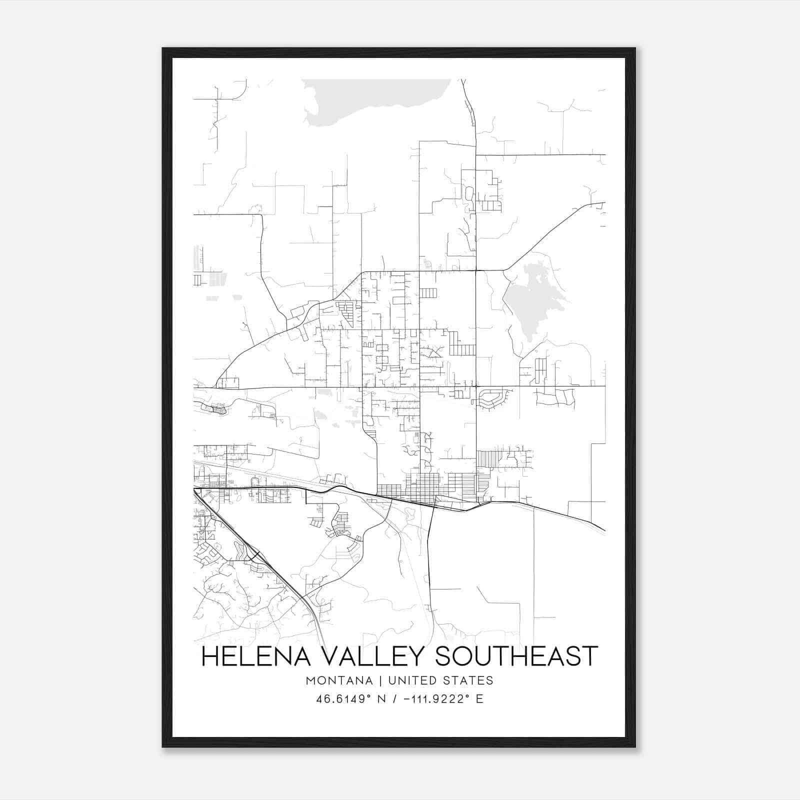Helena Valley Southeast Montana Map Poster, Modern Home Decor Wall Art Print