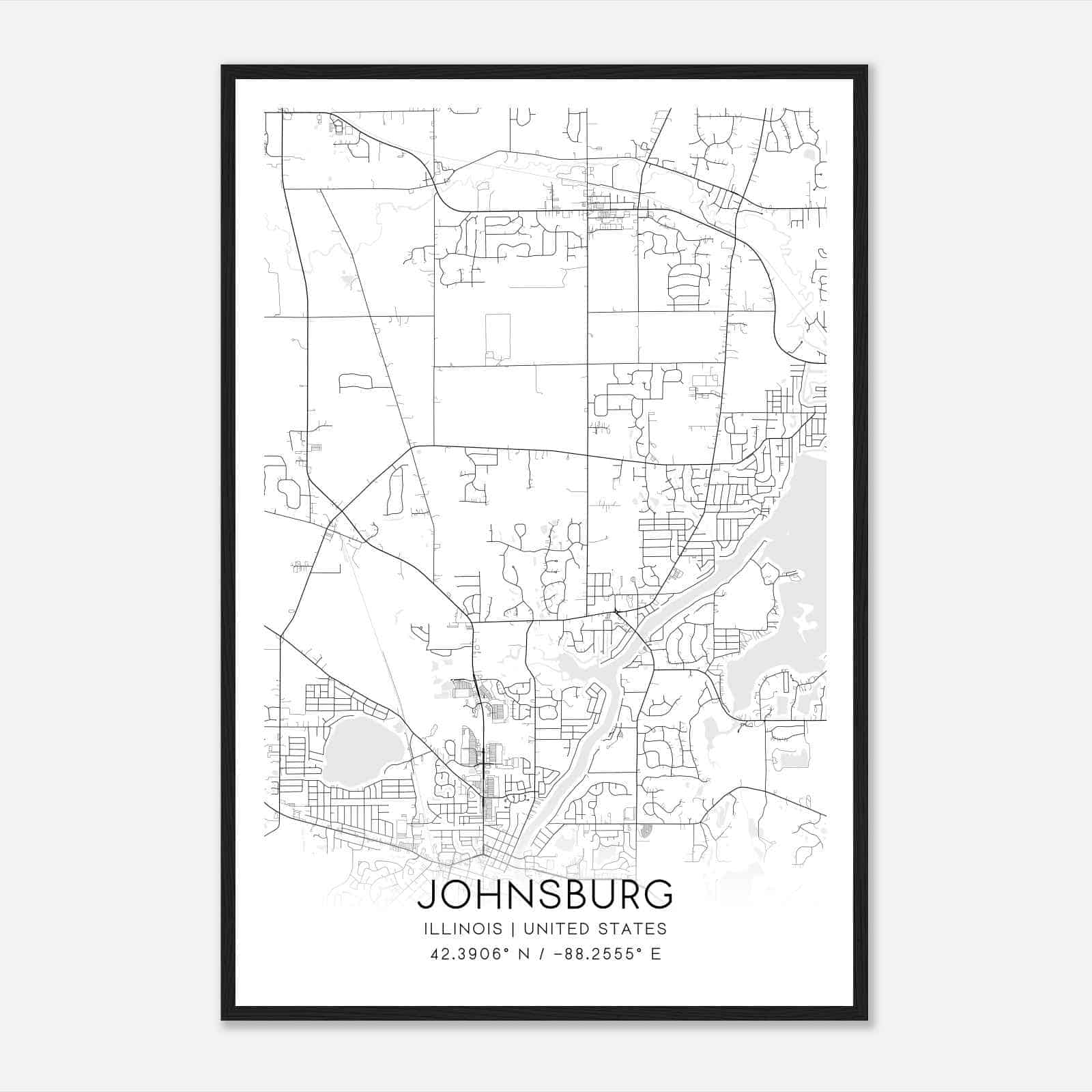 Johnsburg Illinois Map Poster, Modern Home Decor Wall Art Print