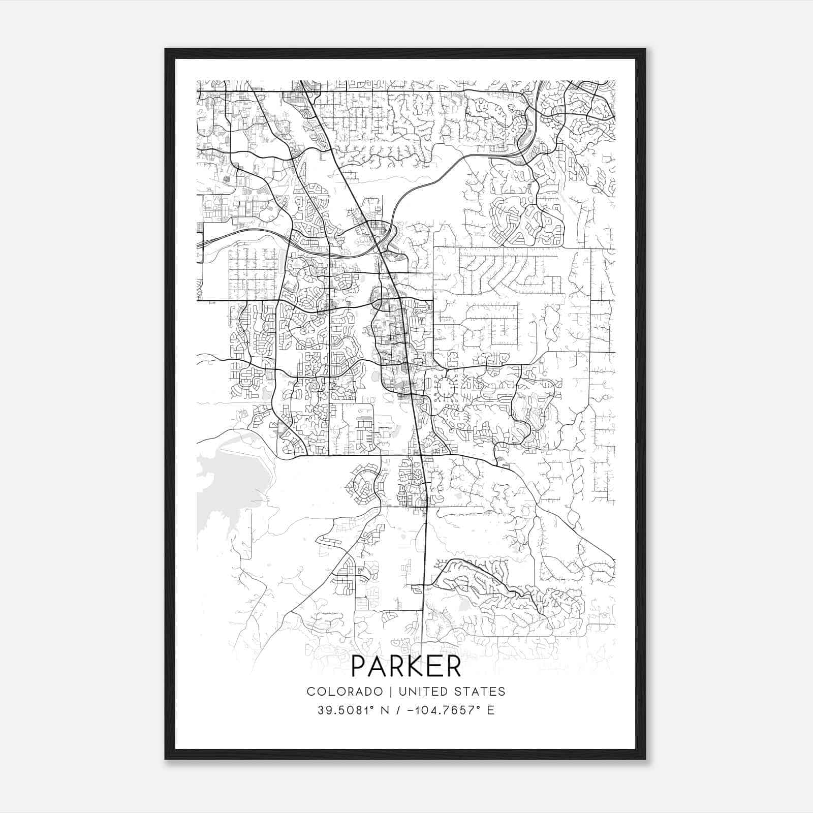Parker Colorado Map Poster, Modern Home Decor Wall Art Print