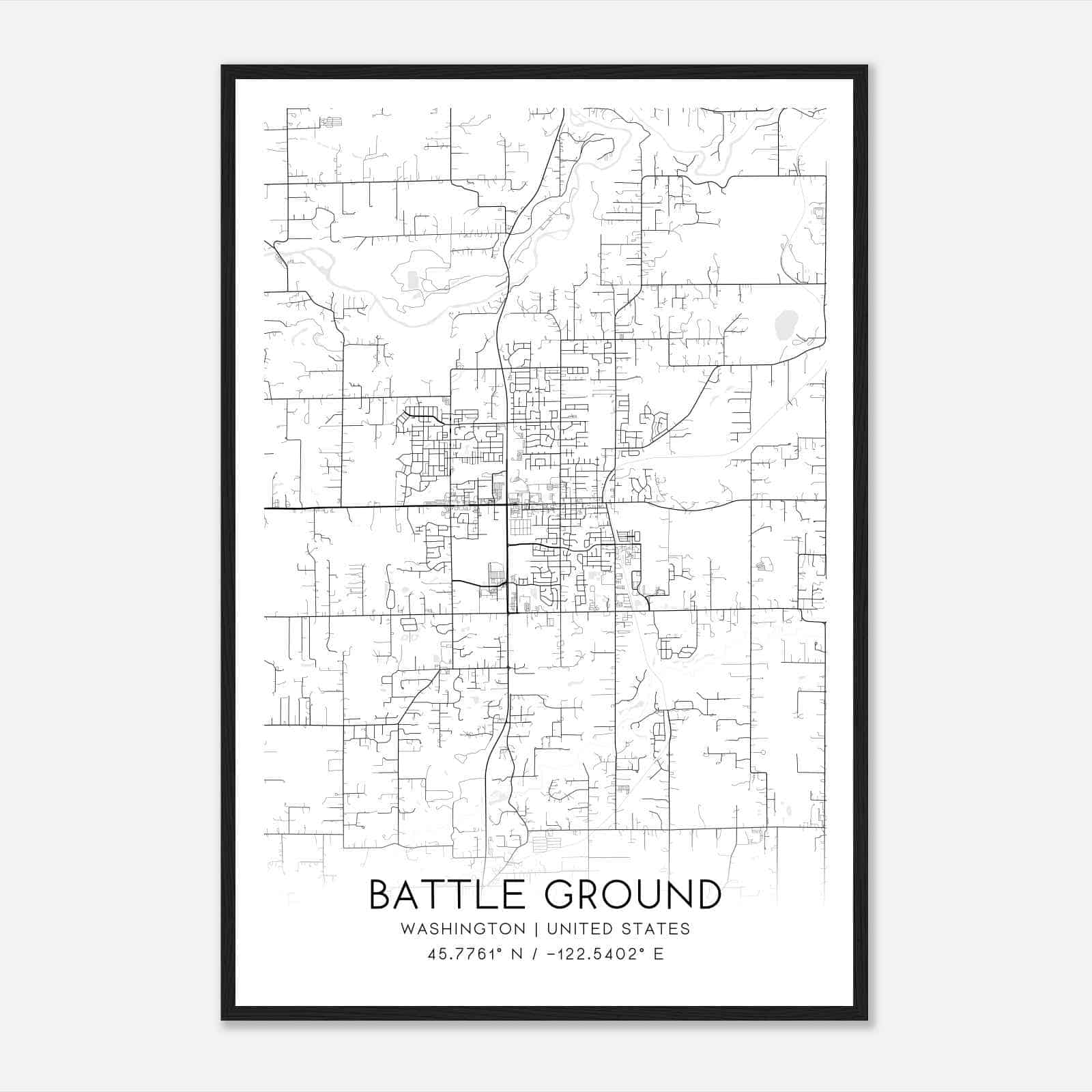 Battle Ground Washington Map Poster, Modern Home Decor Wall Art Print