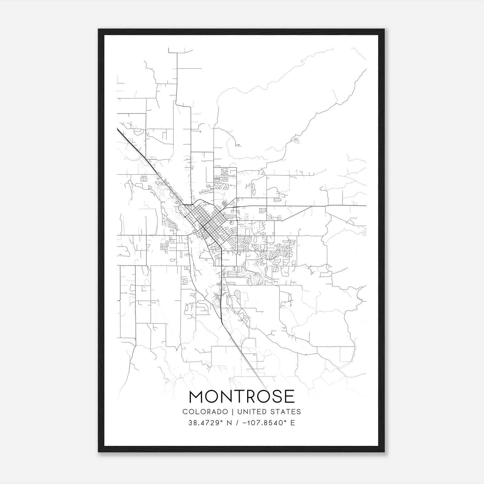 Montrose Colorado Map Poster, Modern Home Decor Wall Art Print