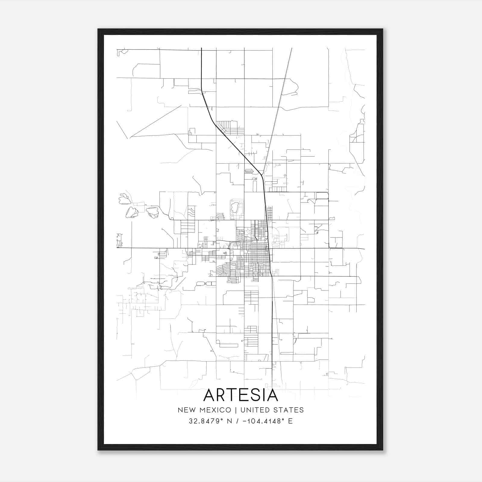 Artesia New Mexico Map Poster, Modern Home Decor Wall Art Print