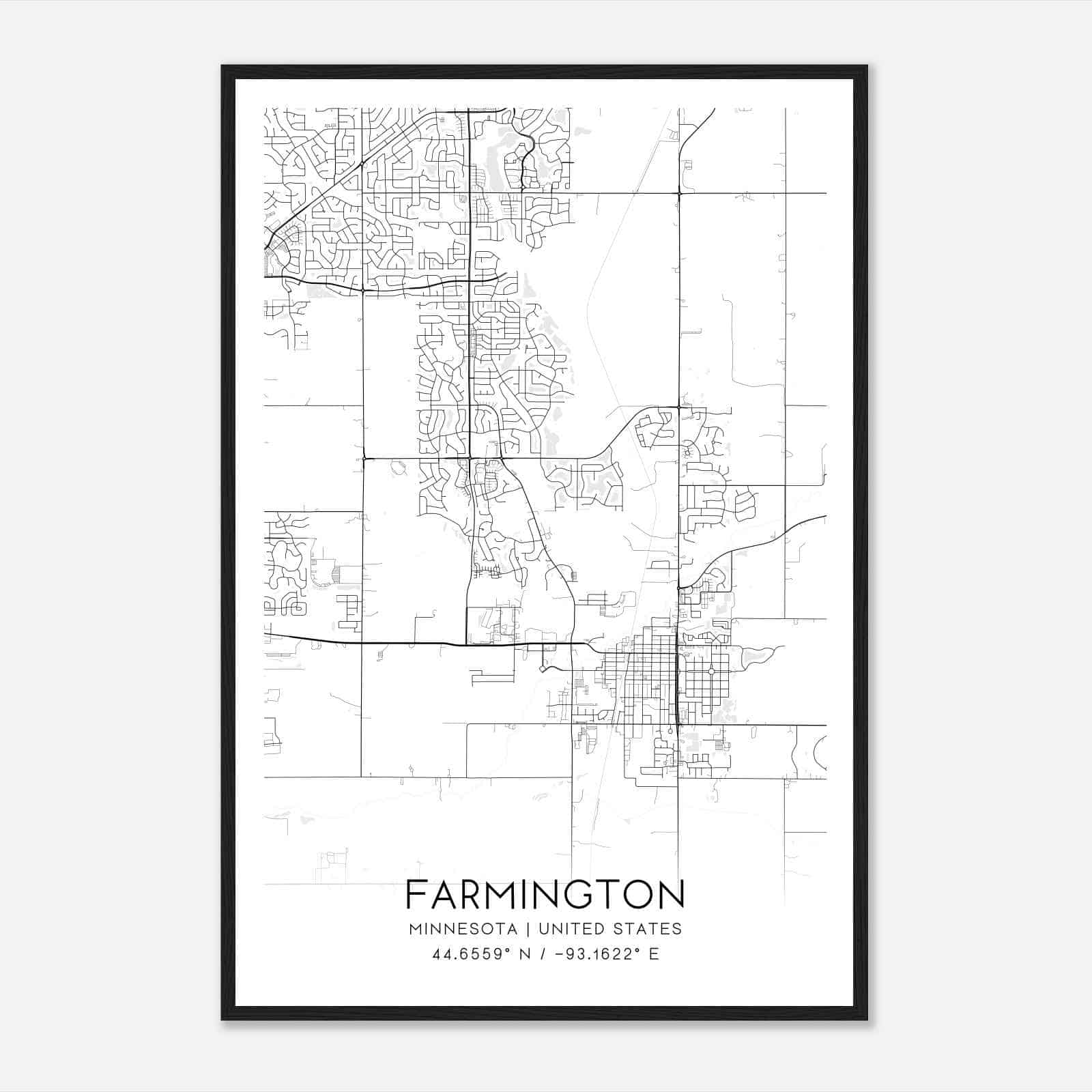 Farmington Minnesota Map Poster, Modern Home Decor Wall Art Print