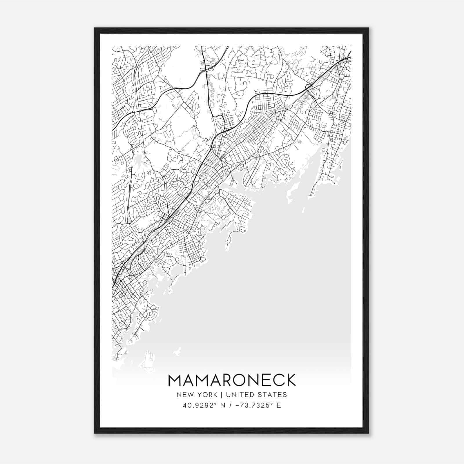 Mamaroneck New York Map Poster, Modern Home Decor Wall Art Print