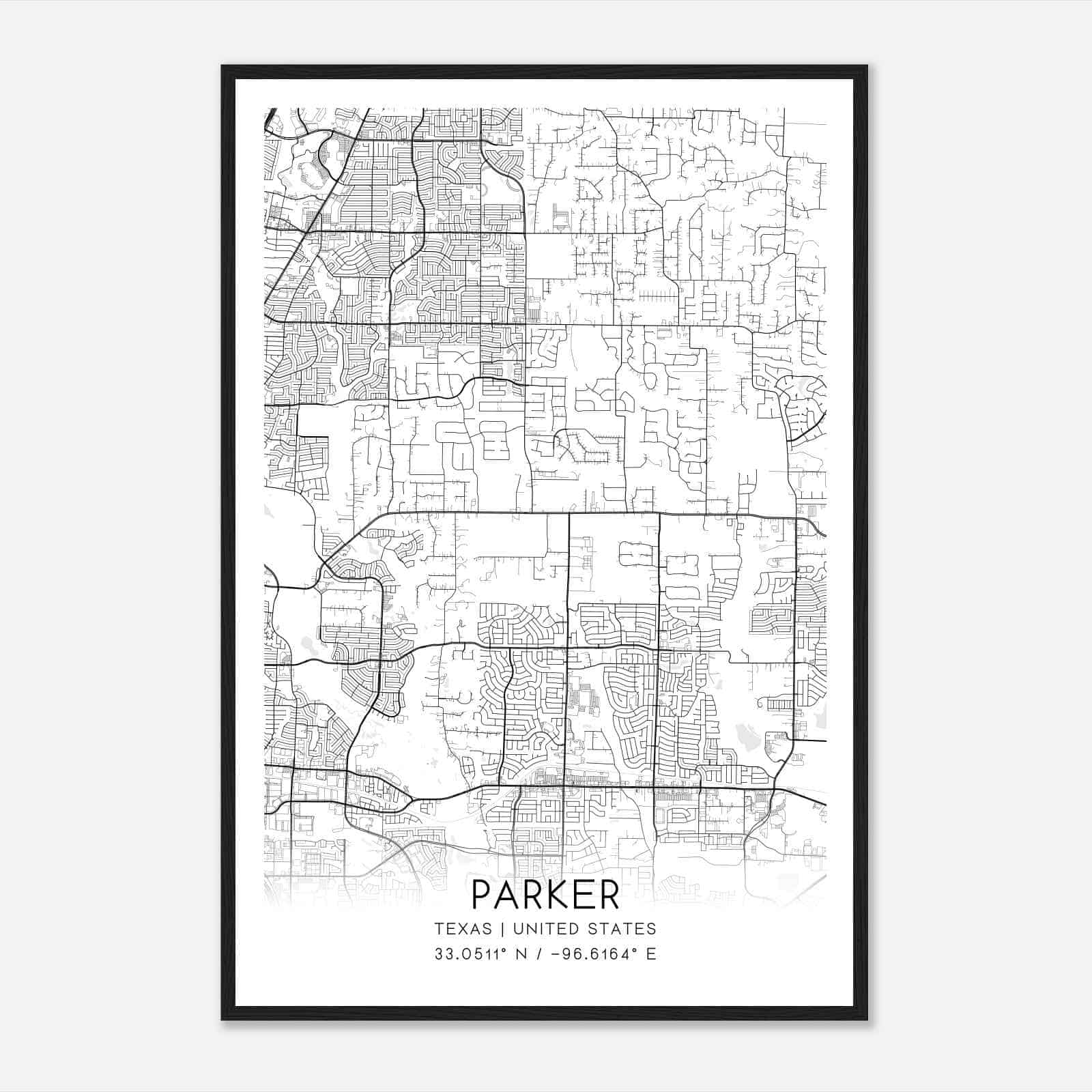 Parker Texas Map Poster, Modern Home Decor Wall Art Print Parker Texas Map Poster, Modern Home Decor Wall Art Print