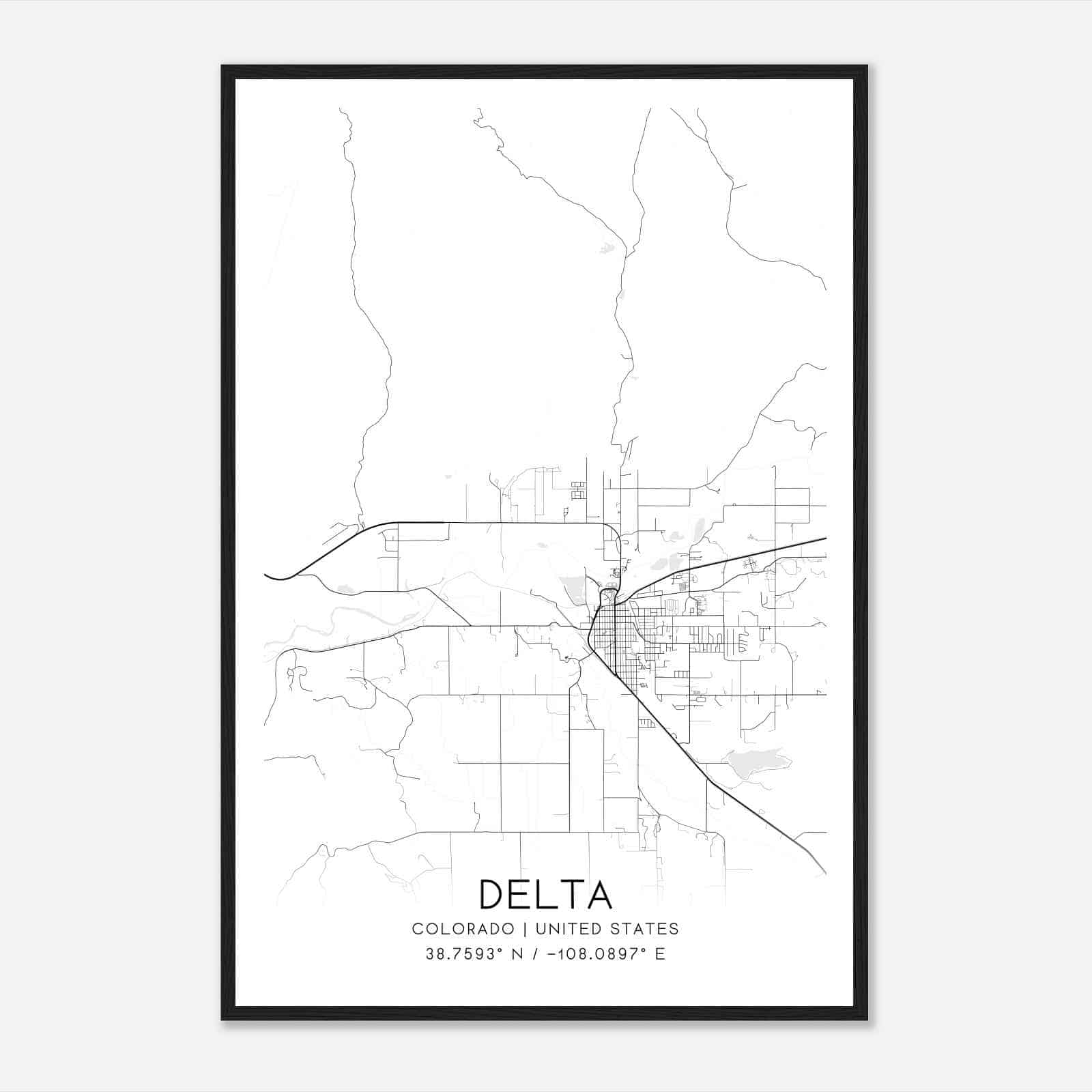 Delta Colorado Map Poster, Modern Home Decor Wall Art Print