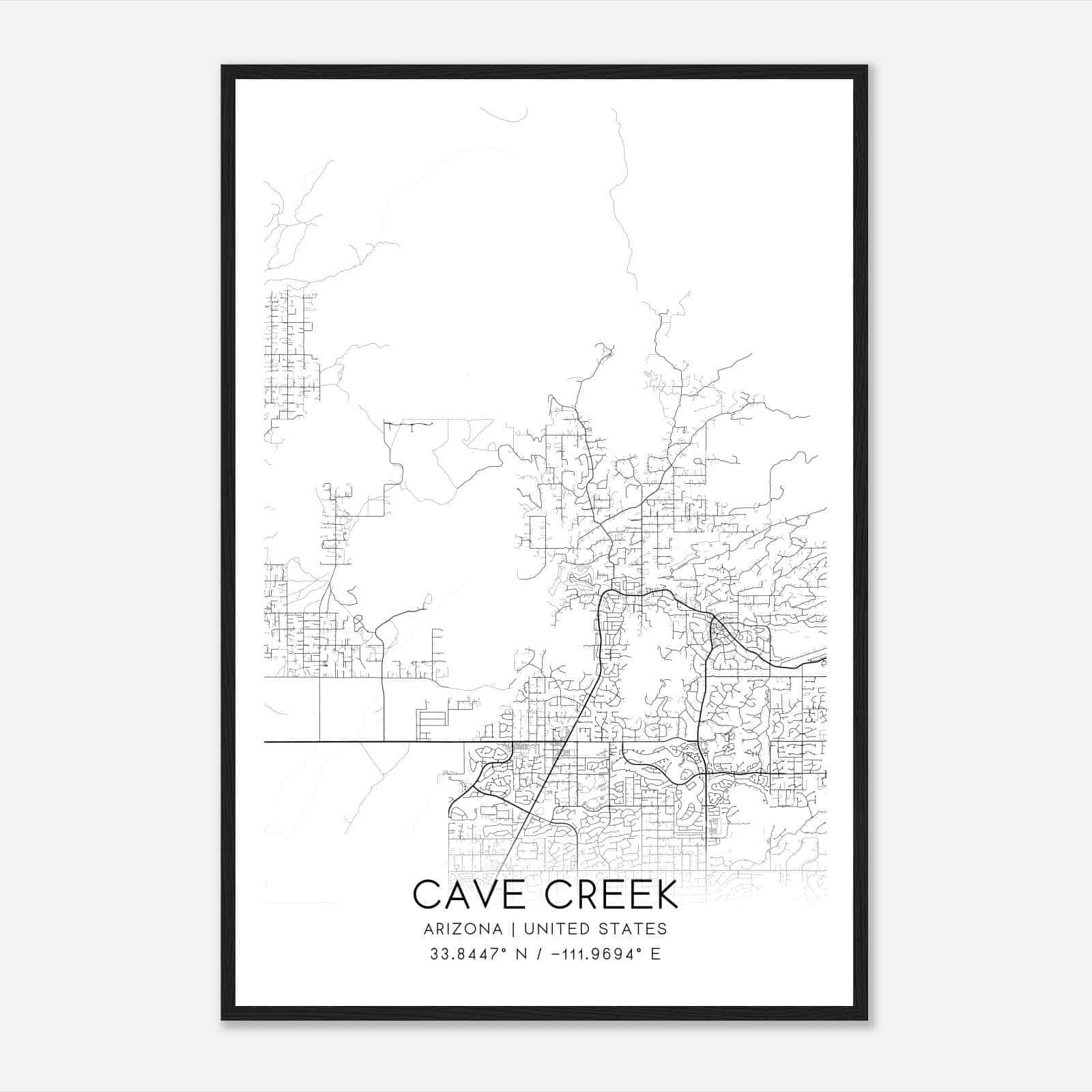 Cave Creek Arizona Map Poster, Modern Home Decor Wall Art Print