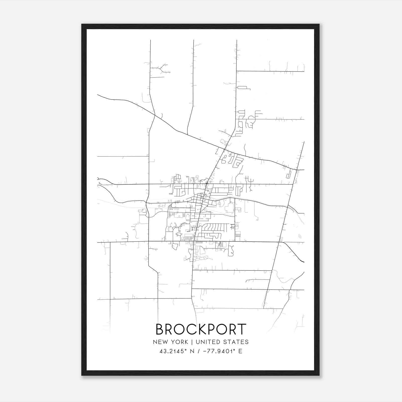 Brockport New York Map Poster, Modern Home Decor Wall Art Print