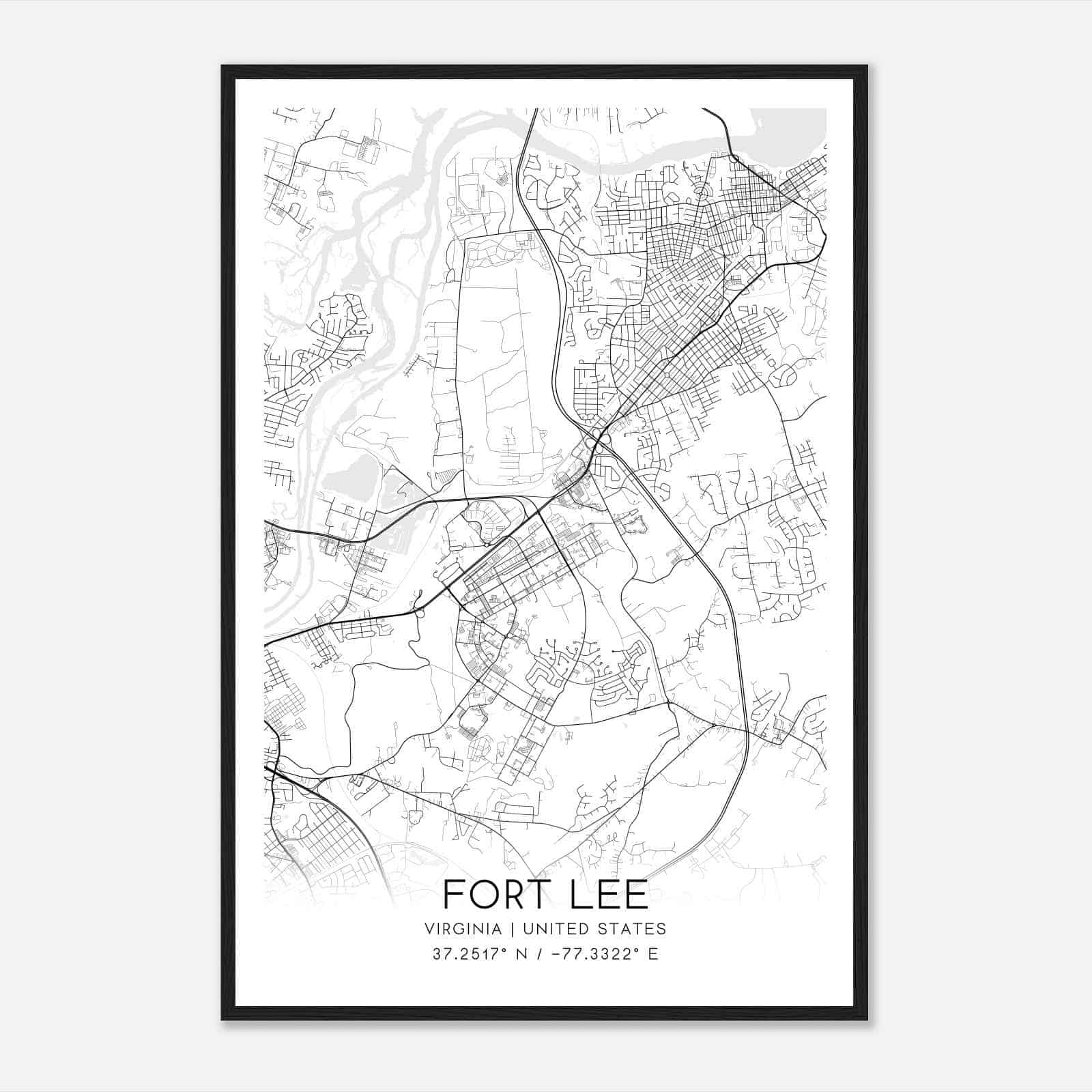 Fort Lee Virginia Map Poster, Modern Home Decor Wall Art Print Fort Lee Virginia Map Poster, Modern Home Decor Wall Art Print