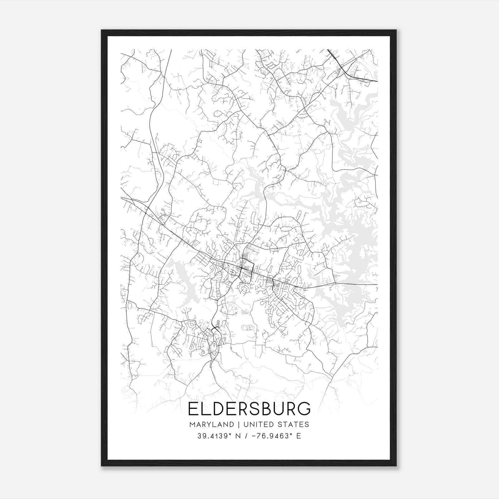 Eldersburg Maryland Map Poster, Modern Home Decor Wall Art Print