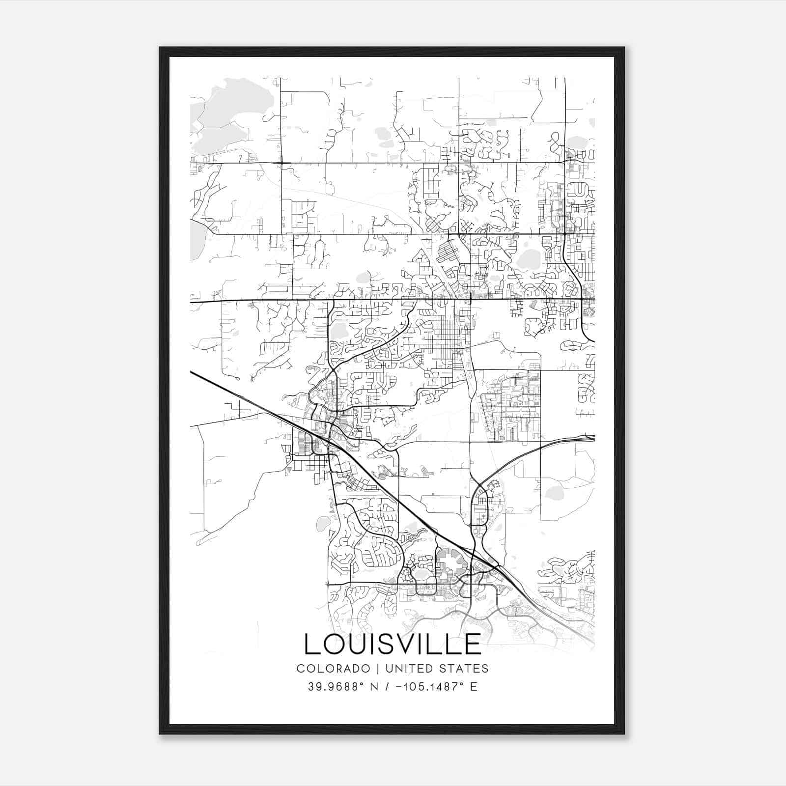 Louisville Colorado Map Poster, Modern Home Decor Wall Art Print