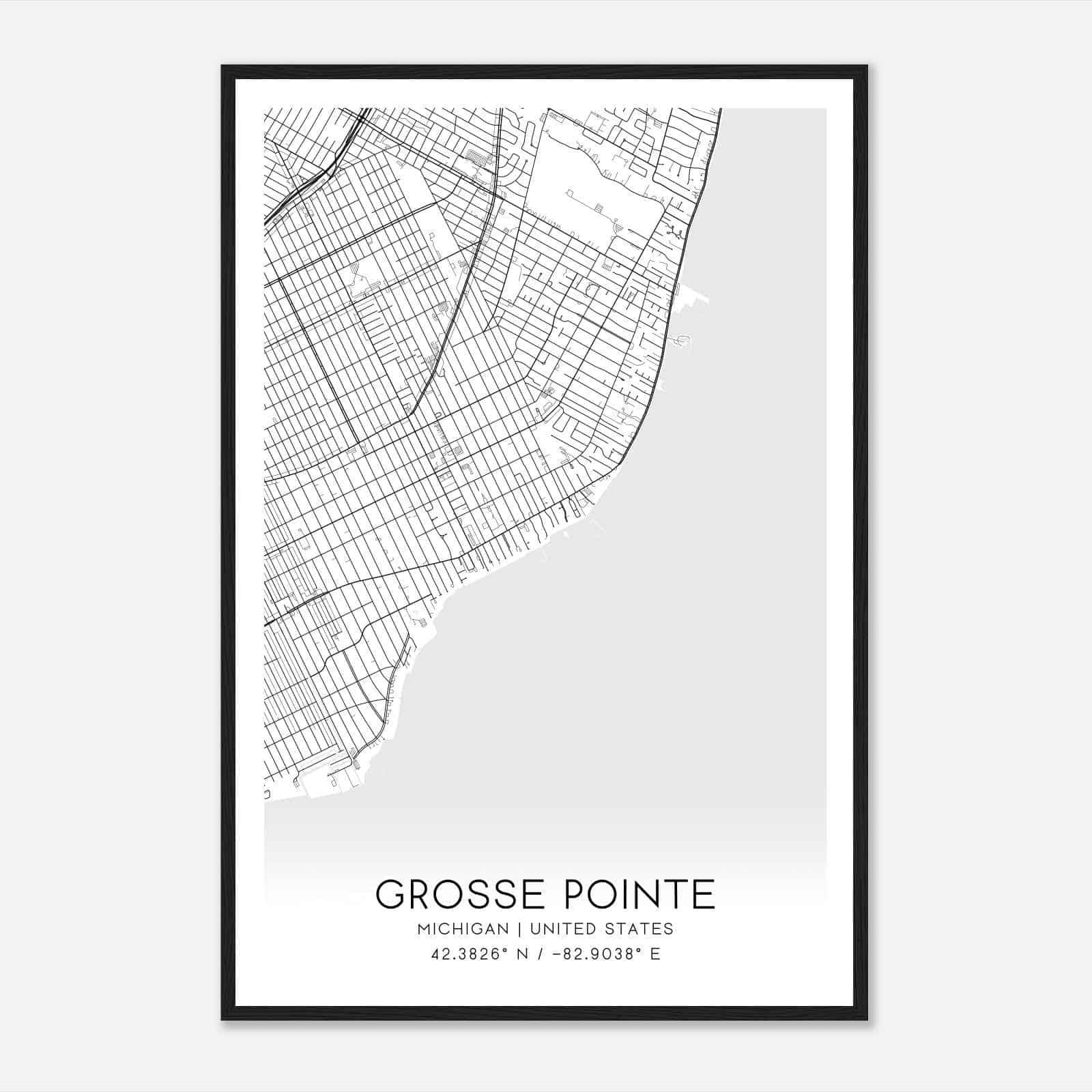 Grosse Pointe Michigan Map Poster, Modern Home Decor Wall Art Print