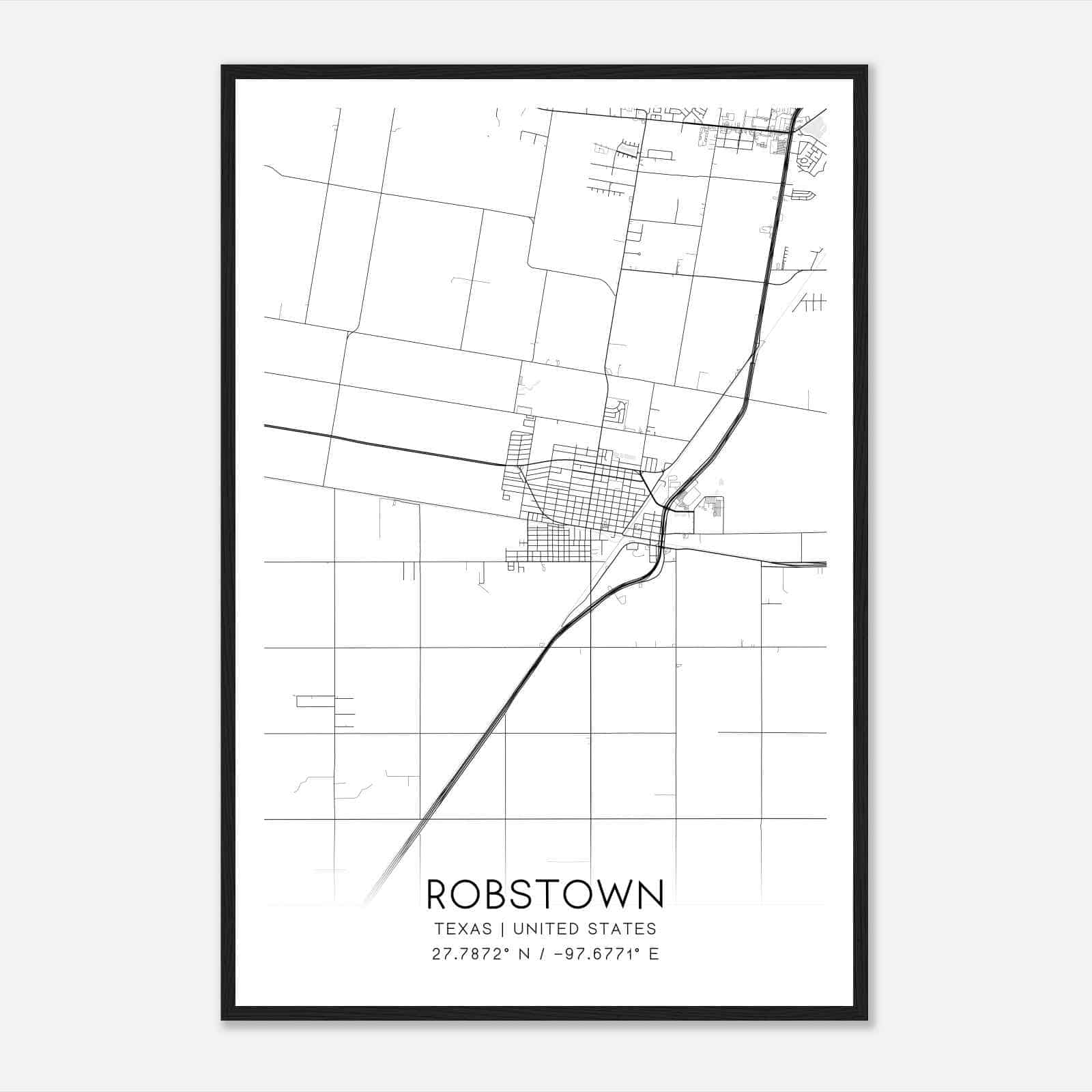 Robstown Texas Map Poster, Modern Home Decor Wall Art Print Custom