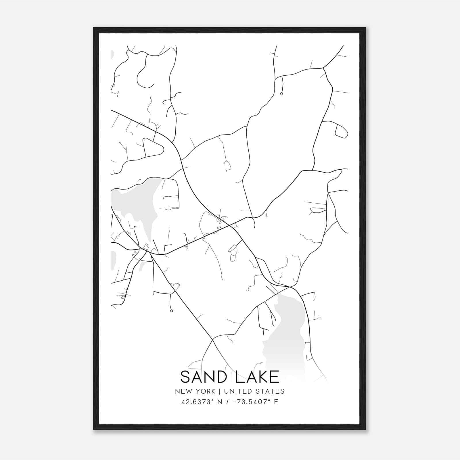 Sand Lake New York Map Poster, Modern Home Decor Wall Art Print