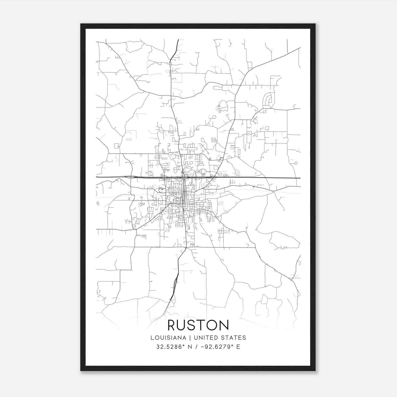 Ruston Louisiana Map Poster, Modern Home Decor Wall Art Print Ruston Louisiana Map Poster, Modern Home Decor Wall Art Print