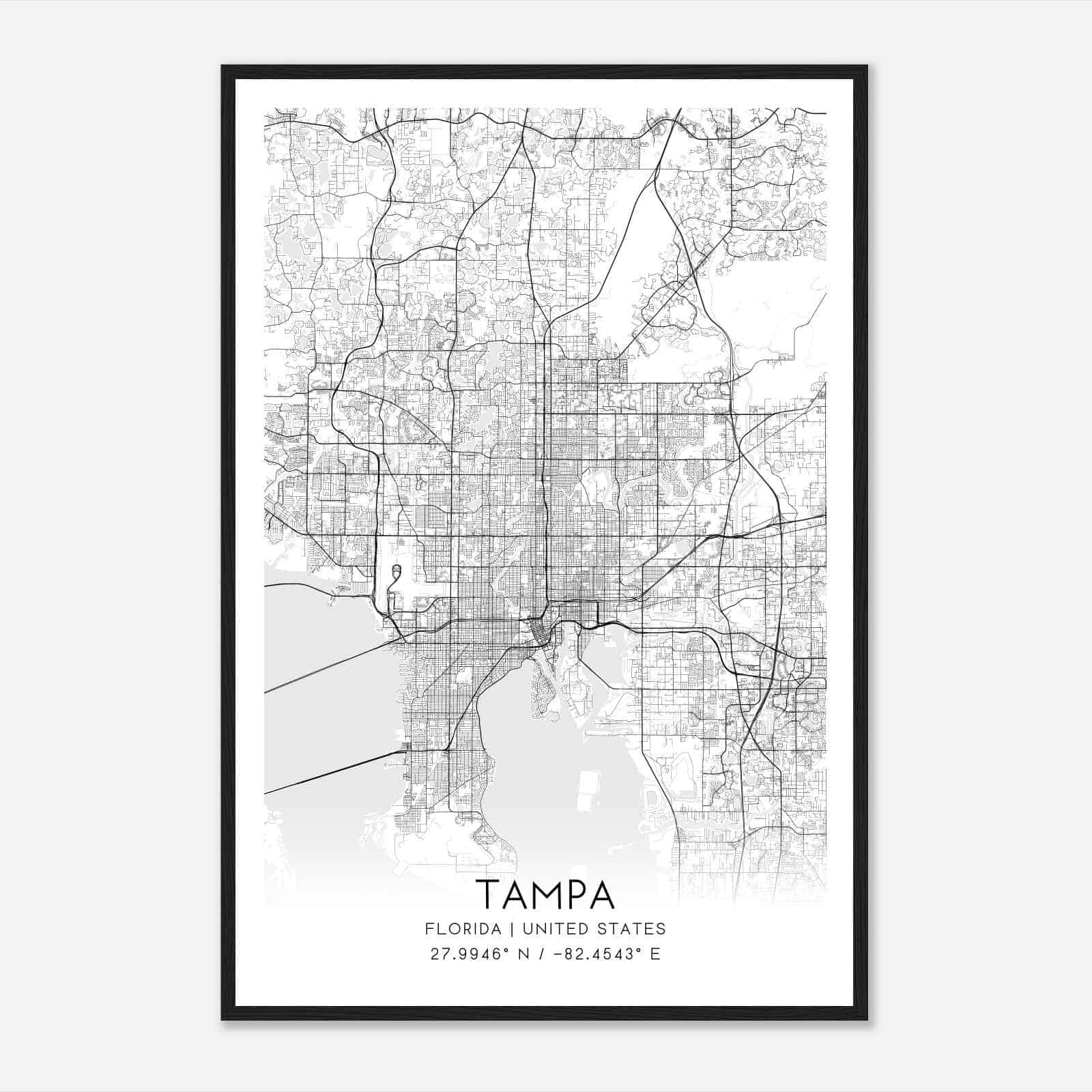 Tampa Florida Map Poster, Modern Home Decor Wall Art Print