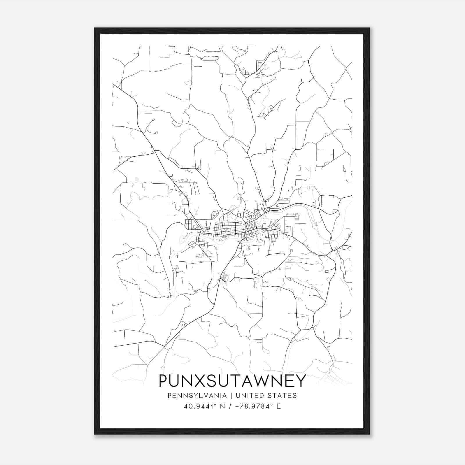 Punxsutawney Pennsylvania Map Poster, Modern Home Decor Wall Art Print Punxsutawney Pennsylvania Map Poster, Modern Home Decor Wall Art Print